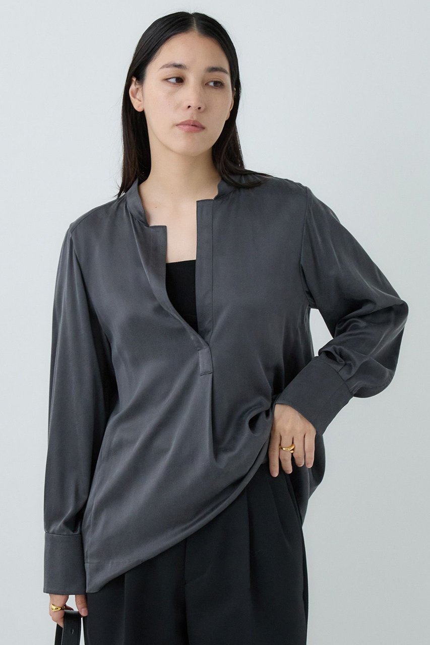 【カオス/Chaos】のモーラスタンドスキッパーブラウス 人気、トレンドファッション・服の通販 founy(ファニー) ファッション Fashion レディースファッション Fashion for Women トップス・カットソー Cut & Sew Tops シャツ・ブラウス・オフィスカジュアル Elegant Blouses & Button-Ups おすすめ Recommended / Our Picks サテン Satin, Glossy Fabric シルク Silk, 100% Silk スキッパー Skipper, Open Collar ストレッチ Stretch, Stretchy Fabric ストレート Straight, Straight Cut スリーブ Sleeve, Long Sleeve / Short Sleeve ドロップ Drop Shoulder, Dropped Style バランス Balance, Style Balance ロング Long, Long-Length エレガント 上品 Elegant 定番 Standard, Basic Item 洗える Machine Washable other-6|ID: prp329100004581726 ipo3291000000036344087