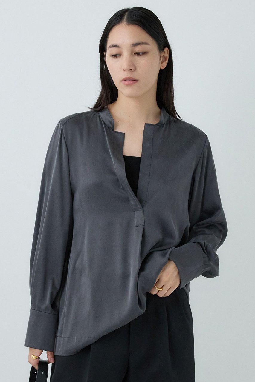 【カオス/Chaos】のモーラスタンドスキッパーブラウス 人気、トレンドファッション・服の通販 founy(ファニー) ファッション Fashion レディースファッション Fashion for Women トップス・カットソー Cut & Sew Tops シャツ・ブラウス・オフィスカジュアル Elegant Blouses & Button-Ups おすすめ Recommended / Our Picks サテン Satin, Glossy Fabric シルク Silk, 100% Silk スキッパー Skipper, Open Collar ストレッチ Stretch, Stretchy Fabric ストレート Straight, Straight Cut スリーブ Sleeve, Long Sleeve / Short Sleeve ドロップ Drop Shoulder, Dropped Style バランス Balance, Style Balance ロング Long, Long-Length エレガント 上品 Elegant 定番 Standard, Basic Item 洗える Machine Washable other-1|ID: prp329100004581726 ipo3291000000036377756