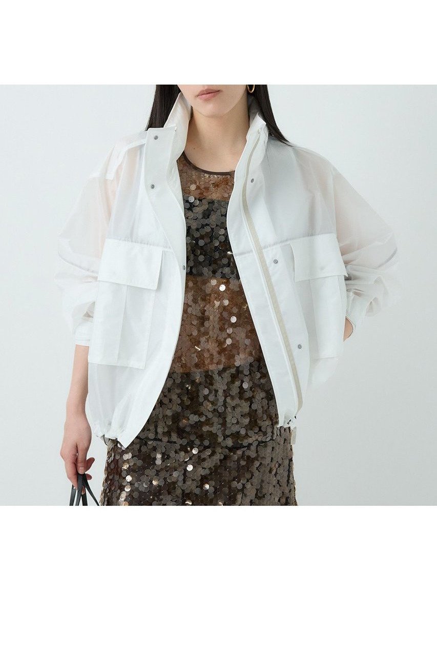 【カオス/Chaos】のショートエアーパックブルゾン インテリア・キッズ・メンズ・レディースファッション・服の通販 founy(ファニー) 　ファッション　Fashion　レディースファッション　WOMEN　アウター　Coat Outerwear　ジャケット　Jackets　ブルゾン　Blouson/Jackets　ジャケット　Jacket　スタンド　Stand　パターン　Pattern　ブルゾン　Blouson　メッシュ　Mesh　NEW・新作・新着・新入荷　New Arrivals　軽量　Lightweight　ホワイト|ID: prp329100004581727 ipo3291000000032464543