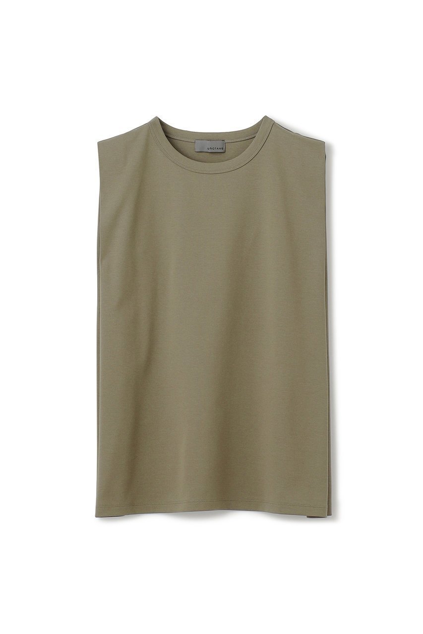 【アンクレイヴ/uncrave】のダブルフェイスジャージー ノースリーブカットソー インテリア・キッズ・メンズ・レディースファッション・服の通販 founy(ファニー) 　ファッション　Fashion　レディースファッション　Ladies' Fashion Online　トップス・カットソー　Tops/Tshirt　キャミソール / ノースリーブ　No Sleeves　シャツ/ブラウス　Shirts/Blouses　ロング / Tシャツ　T-Shirts　カットソー　Cut and Sewn　カットソー　Cut And Sew　キャミソール　Camisole　ショルダー　Shoulder　シルケット　Mercerization　タンク　Tank　ダブル　Double　ノースリーブ　No Sleeve　フェイス　Face　再入荷　Restock/Back In Stock/Re Arrival　定番　Standard　オリーブ|ID: prp329100004581732 ipo3291000000032464605