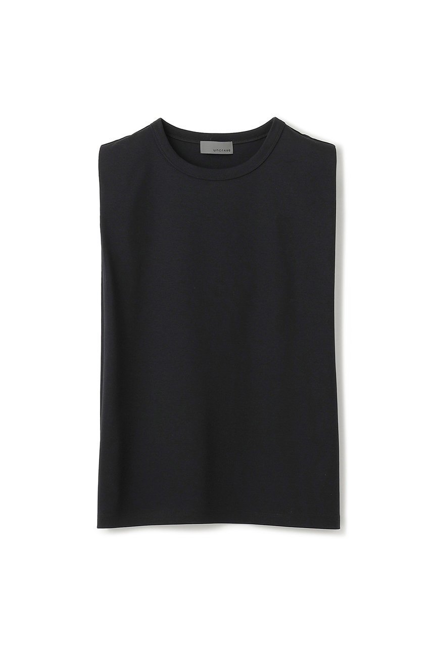 【アンクレイヴ/uncrave】のダブルフェイスジャージー ノースリーブカットソー インテリア・キッズ・メンズ・レディースファッション・服の通販 founy(ファニー) 　ファッション　Fashion　レディースファッション　Ladies' Fashion Online　トップス・カットソー　Tops/Tshirt　キャミソール / ノースリーブ　No Sleeves　シャツ/ブラウス　Shirts/Blouses　ロング / Tシャツ　T-Shirts　カットソー　Cut and Sewn　カットソー　Cut And Sew　キャミソール　Camisole　ショルダー　Shoulder　シルケット　Mercerization　タンク　Tank　ダブル　Double　ノースリーブ　No Sleeve　フェイス　Face　再入荷　Restock/Back In Stock/Re Arrival　定番　Standard　ブラック|ID: prp329100004581732 ipo3291000000032464608