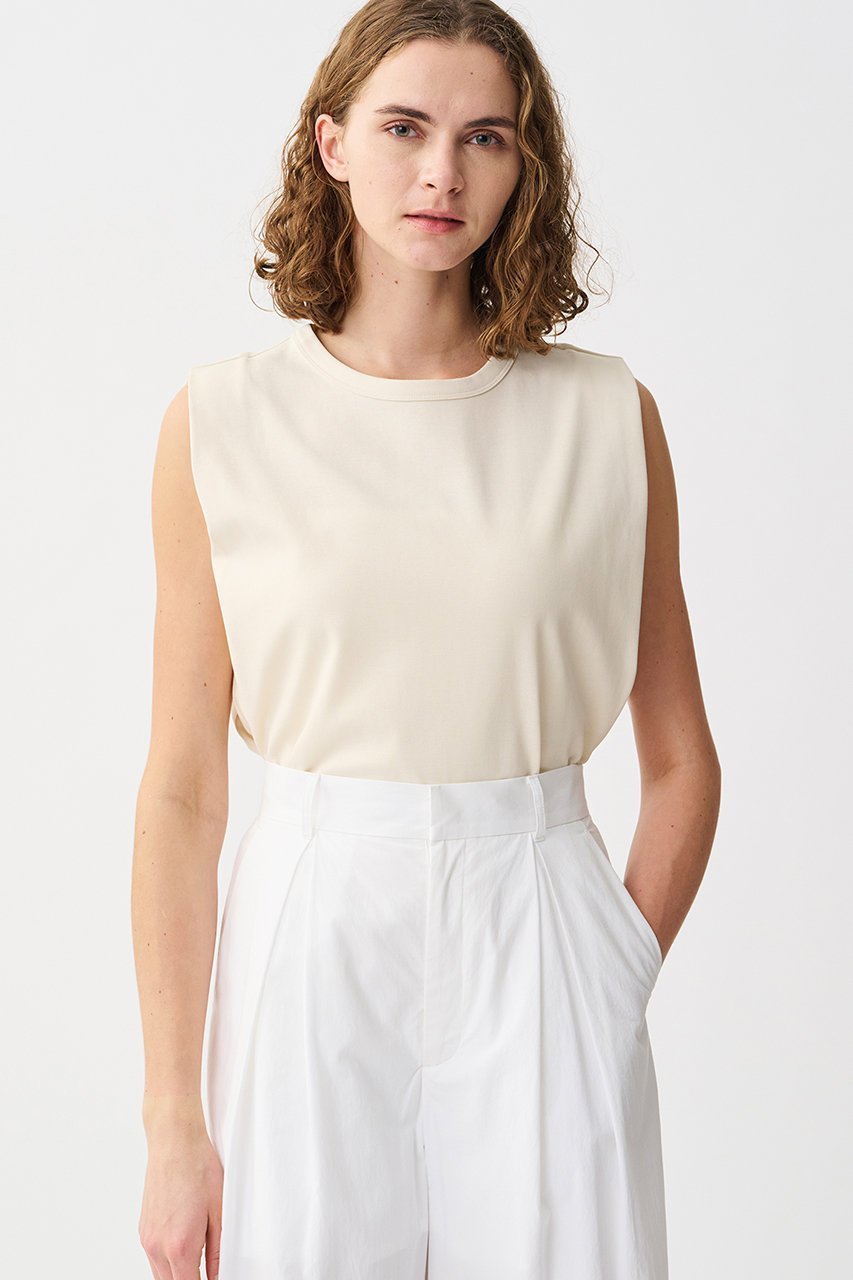 【アンクレイヴ/uncrave】のダブルフェイスジャージー ノースリーブカットソー 人気、トレンドファッション・服の通販 founy(ファニー) 　ファッション　Fashion　レディースファッション　Fashion for Women　トップス・カットソー　Cut & Sew Tops　キャミソール&ノースリーブ　Camisoles & Sleeveless Tops　シャツ・ブラウス・オフィスカジュアル　Elegant Blouses & Button-Ups　ロングTシャツ・Tシャツ　Longline T-Shirts & Tees　カットソー・ベーシックTシャツ　Cut-and-Sewn Tops / Stretch Tees & Basics　カットソー　Cut and Sewn Top　キャミソール　Camisole, Spaghetti Strap Top　ショルダー　Shoulder, Shoulder Strap　シルケット　Silket, Silky Cotton　タンク　Tank Top, Sleeveless Top　ダブル　Double, Double-Breasted　ノースリーブ　Sleeveless, No-Sleeve　フェイス　Face, Facial Design　定番　Standard, Basic Item　other-8|ID: prp329100004581732 ipo3291000000035506137