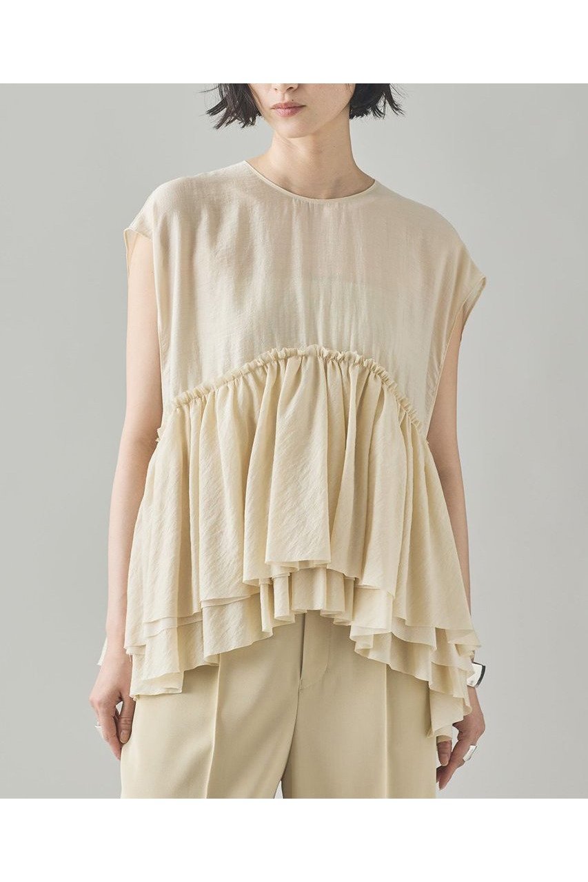 【カレンソロジー/Curensology】のシアーギャザーブラウス インテリア・キッズ・メンズ・レディースファッション・服の通販 founy(ファニー) 　ファッション　Fashion　レディースファッション　WOMEN　トップス・カットソー　Tops/Tshirt　シャツ/ブラウス　Shirts/Blouses　ギャザー　Gather　ショート　Short　シルク　Silk　スリーブ　Sleeve　ボトム　Bottom　リボン　Ribbon　エレガント 上品　Elegant　NEW・新作・新着・新入荷　New Arrivals　日本製　Made In Japan　エクリュ|ID: prp329100004581735 ipo3291000000032464643