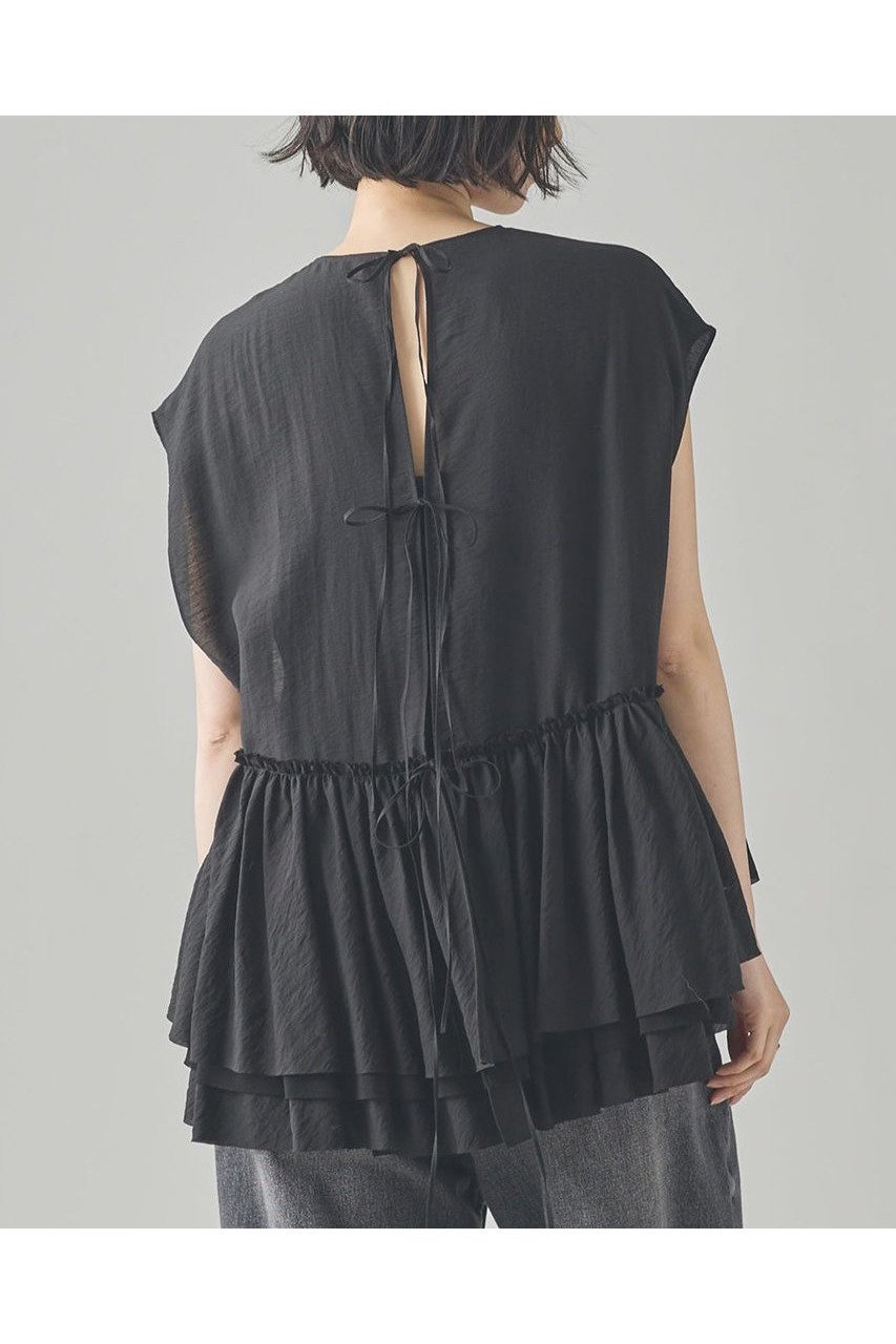 【カレンソロジー/Curensology】のシアーギャザーブラウス インテリア・キッズ・メンズ・レディースファッション・服の通販 founy(ファニー) 　ファッション　Fashion　レディースファッション　WOMEN　トップス・カットソー　Tops/Tshirt　シャツ/ブラウス　Shirts/Blouses　ギャザー　Gather　ショート　Short　シルク　Silk　スリーブ　Sleeve　ボトム　Bottom　リボン　Ribbon　エレガント 上品　Elegant　NEW・新作・新着・新入荷　New Arrivals　日本製　Made In Japan　ブラック|ID: prp329100004581735 ipo3291000000032464644