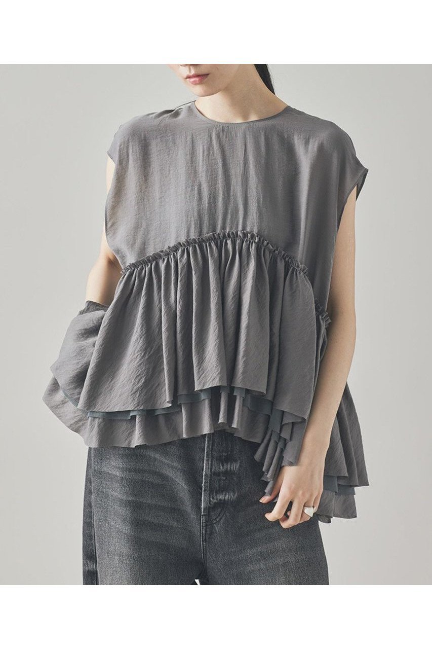 【カレンソロジー/Curensology】のシアーギャザーブラウス インテリア・キッズ・メンズ・レディースファッション・服の通販 founy(ファニー) 　ファッション　Fashion　レディースファッション　WOMEN　トップス・カットソー　Tops/Tshirt　シャツ/ブラウス　Shirts/Blouses　ギャザー　Gather　ショート　Short　シルク　Silk　スリーブ　Sleeve　ボトム　Bottom　リボン　Ribbon　エレガント 上品　Elegant　NEW・新作・新着・新入荷　New Arrivals　日本製　Made In Japan　グレー|ID: prp329100004581735 ipo3291000000032464645