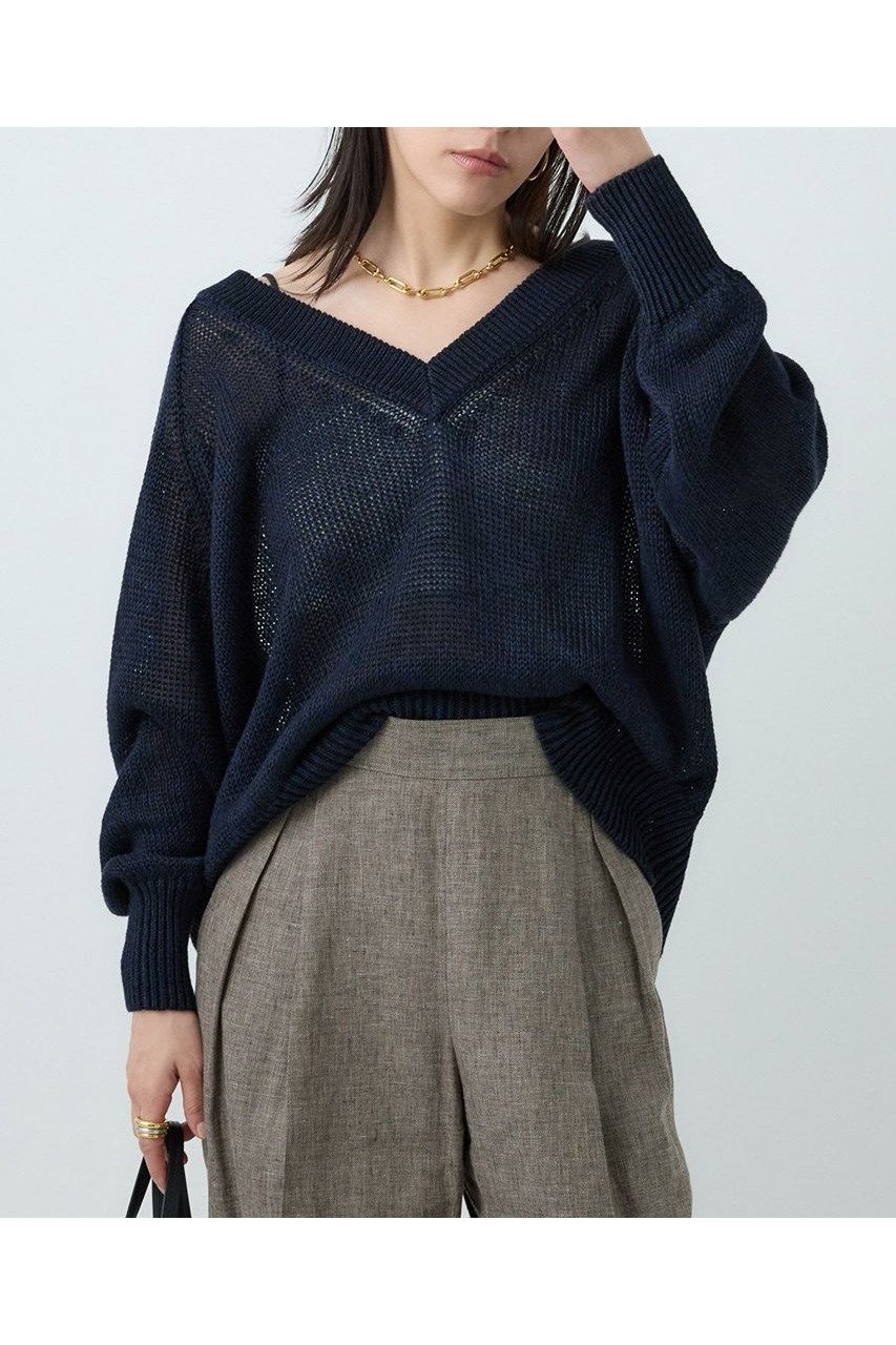 【カオス/Chaos】のタラスコットンニット インテリア・キッズ・メンズ・レディースファッション・服の通販 founy(ファニー) 　ファッション　Fashion　レディースファッション　WOMEN　トップス・カットソー　Tops/Tshirt　ニット　Knit Tops　プルオーバー　Pullover　シンプル　Simple　スリーブ　Sleeve　ダブル　Double　フレンチ　French　リネン　Linen　NEW・新作・新着・新入荷　New Arrivals　ダークネイビー|ID: prp329100004581738 ipo3291000000032464674