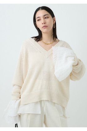 【カオス/Chaos】 タラスコットンニット人気、トレンドファッション・服の通販 founy(ファニー) ファッション Fashion レディースファッション Fashion for Women トップス・カットソー Cut & Sew Tops ニット Knit Tops & Sweaters カジュアルプルオーバー・ニットトップス Pullovers & Knit Tops / Casual Pullovers シンプル Simple, Minimal スリーブ Sleeve, Long Sleeve / Short Sleeve ダブル Double, Double-Breasted フレンチ French, French Style リネン Linen, Linen Fabric |ID:prp329100004581738