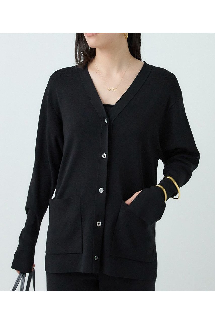 【カオス/Chaos】のシルクコンロアカーデ インテリア・キッズ・メンズ・レディースファッション・服の通販 founy(ファニー) 　ファッション　Fashion　レディースファッション　WOMEN　トップス・カットソー　Tops/Tshirt　ニット　Knit Tops　カーディガン　Cardigans　カーディガン　Cardigan　スリット　Slit　フロント　Front　人気　Popularity　定番　Standard　NEW・新作・新着・新入荷　New Arrivals　ブラック|ID: prp329100004581741 ipo3291000000032464702