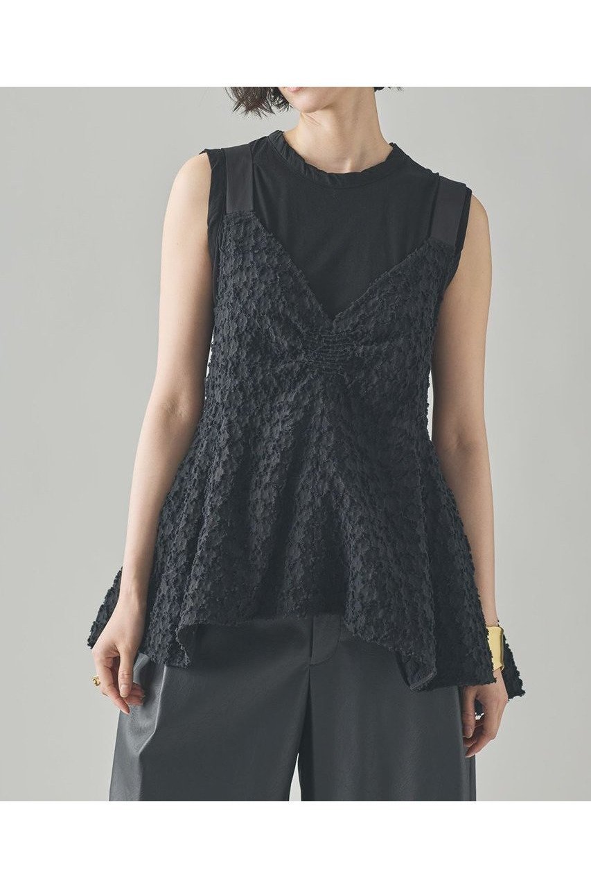 【カレンソロジー/Curensology】のジャガードバルーンキャミブラウス インテリア・キッズ・メンズ・レディースファッション・服の通販 founy(ファニー) 　ファッション　Fashion　レディースファッション　WOMEN　トップス・カットソー　Tops/Tshirt　キャミソール / ノースリーブ　No Sleeves　シャツ/ブラウス　Shirts/Blouses　おすすめ　Recommend　サテン　Satin　シルク　Silk　ジャカード　Jacquard　セットアップ　Set Up　デニム　Denim　ノースリーブ　No Sleeve　フラワー　Flower　ボトム　Bottom　NEW・新作・新着・新入荷　New Arrivals　ブラック|ID: prp329100004581743 ipo3291000000032464724