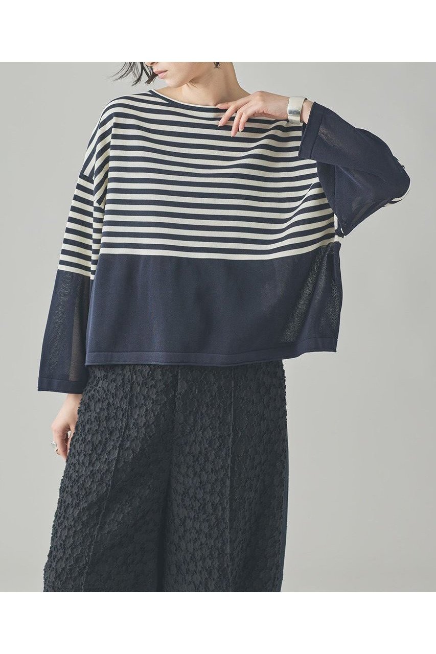 【カレンソロジー/Curensology】のシアーボーダーニットプルオーバー インテリア・キッズ・メンズ・レディースファッション・服の通販 founy(ファニー) 　ファッション　Fashion　レディースファッション　WOMEN　トップス・カットソー　Tops/Tshirt　ニット　Knit Tops　プルオーバー　Pullover　ボトム　Bottom　夏　Summer　NEW・新作・新着・新入荷　New Arrivals　無地　Plain Color　ネイビー|ID: prp329100004581753 ipo3291000000032464813