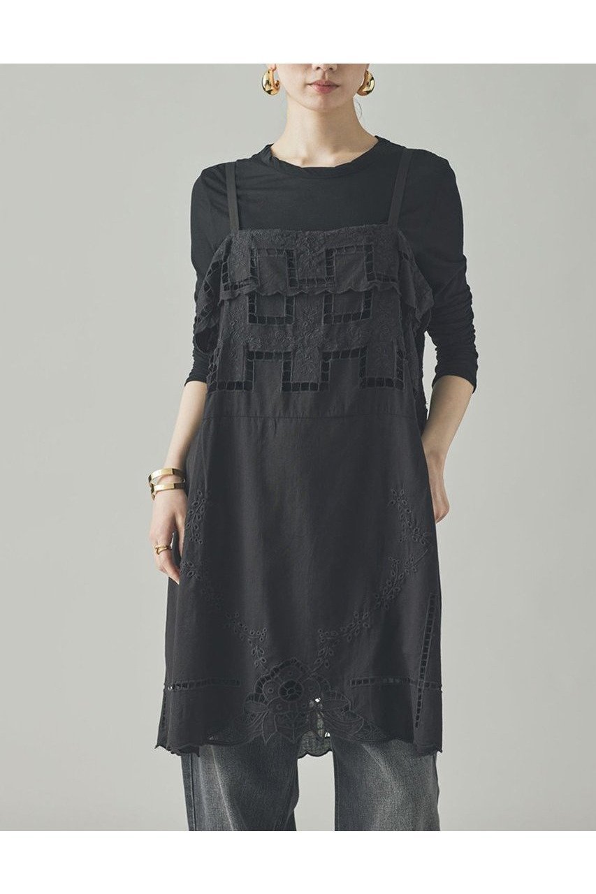 【カレンソロジー/Curensology】のカットワーククロスブラウス インテリア・キッズ・メンズ・レディースファッション・服の通販 founy(ファニー) 　ファッション　Fashion　レディースファッション　WOMEN　トップス・カットソー　Tops/Tshirt　キャミソール / ノースリーブ　No Sleeves　シャツ/ブラウス　Shirts/Blouses　デニム　Denim　ノースリーブ　No Sleeve　ミックス　Mix　ワーク　Work　ヴィンテージ　Vintage　NEW・新作・新着・新入荷　New Arrivals　ブラック|ID: prp329100004581763 ipo3291000000032465042