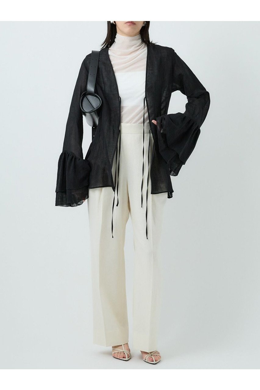 【カオス/Chaos】のガーゼリアンインナー インテリア・キッズ・メンズ・レディースファッション・服の通販 founy(ファニー) 　ファッション　Fashion　レディースファッション　WOMEN　トップス・カットソー　Tops/Tshirt　シャツ/ブラウス　Shirts/Blouses　インナー　Inner　カーディガン　Cardigan　ジャケット　Jacket　スリーブ　Sleeve　タンブラー　Tumbler　フリル　Frills　フロント　Front　リネン　Linen　リボン　Ribbon　ロング　Long　NEW・新作・新着・新入荷　New Arrivals　ブラック|ID: prp329100004581777 ipo3291000000032465155