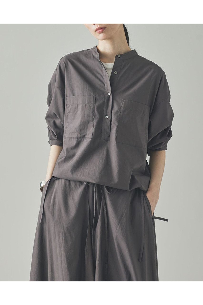 【カレンソロジー/Curensology】のコットンサテンブラウス インテリア・キッズ・メンズ・レディースファッション・服の通販 founy(ファニー) 　ファッション　Fashion　レディースファッション　WOMEN　トップス・カットソー　Tops/Tshirt　シャツ/ブラウス　Shirts/Blouses　スリーブ　Sleeve　セットアップ　Set Up　ブラウジング　Browsing　モダン　Modern　ロング　Long　NEW・新作・新着・新入荷　New Arrivals　日本製　Made In Japan　グレー|ID: prp329100004582860 ipo3291000000032475551