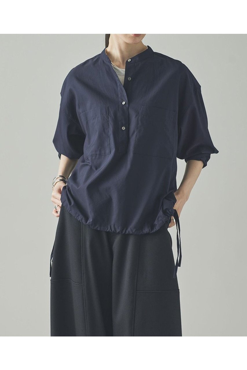 【カレンソロジー/Curensology】のコットンサテンブラウス インテリア・キッズ・メンズ・レディースファッション・服の通販 founy(ファニー) 　ファッション　Fashion　レディースファッション　WOMEN　トップス・カットソー　Tops/Tshirt　シャツ/ブラウス　Shirts/Blouses　スリーブ　Sleeve　セットアップ　Set Up　ブラウジング　Browsing　モダン　Modern　ロング　Long　NEW・新作・新着・新入荷　New Arrivals　日本製　Made In Japan　ネイビー|ID: prp329100004582860 ipo3291000000032475552