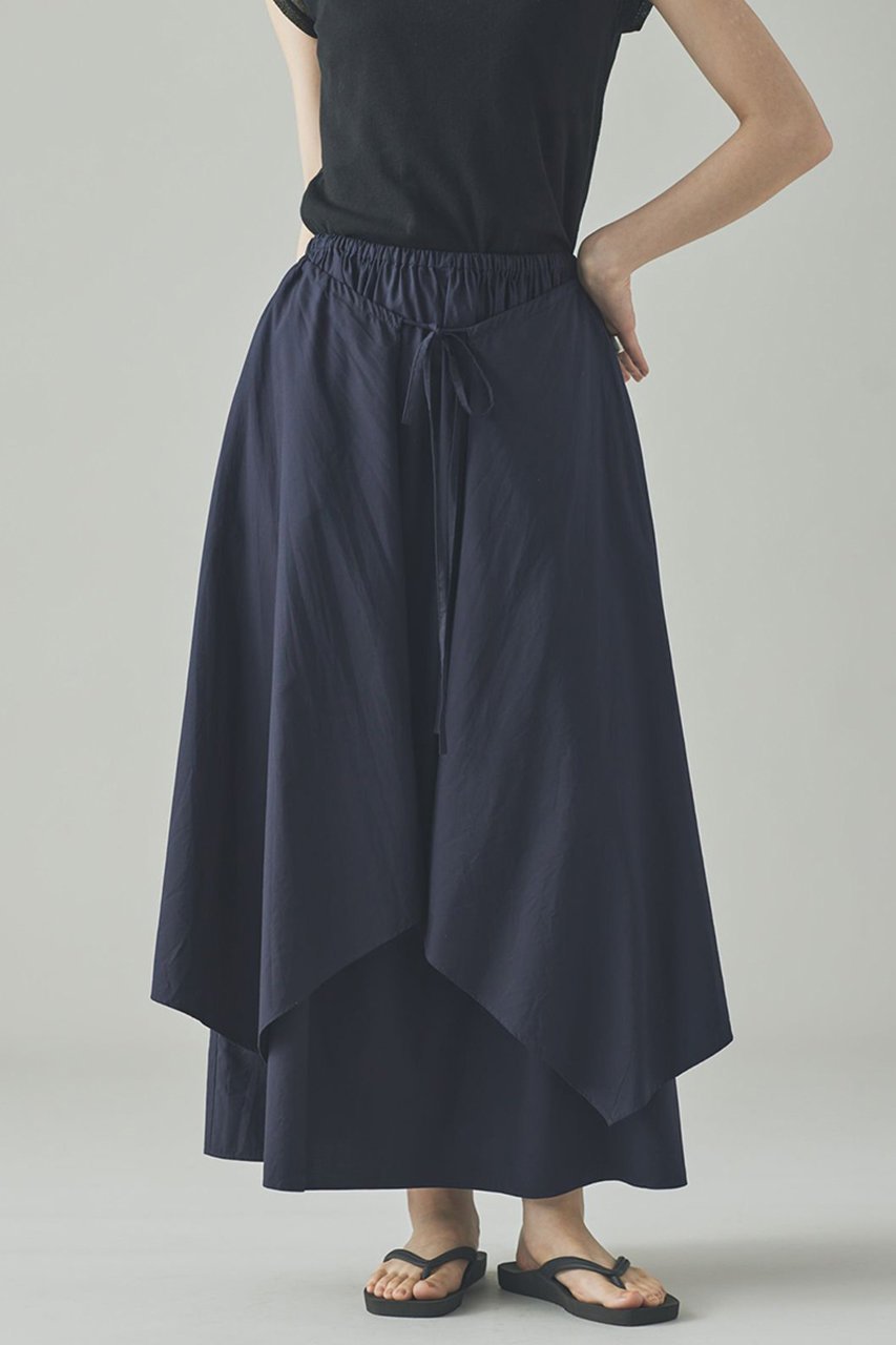 【カレンソロジー/Curensology】のコットンサテンスカート インテリア・キッズ・メンズ・レディースファッション・服の通販 founy(ファニー) 　ファッション　Fashion　レディースファッション　Fashion for Women　スカート　Skirts　ロングスカート　Long Skirts / Maxi & Midi Skirts　シンプル　Simple, Minimal　セットアップ　Set-Up, Coordinated Outfit　フェミニン　Feminine, Girly　フロント　Front, Front Design　ラップ　Wrap, Wrap Design　ロング　Long, Long-Length　日本製　Made In Japan　ネイビー|ID: prp329100004582861 ipo3291000000035450974