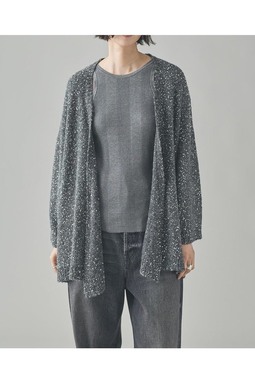 【カレンソロジー/Curensology】のスパングルニットカーディガン インテリア・キッズ・メンズ・レディースファッション・服の通販 founy(ファニー) 　ファッション　Fashion　レディースファッション　WOMEN　トップス・カットソー　Tops/Tshirt　ニット　Knit Tops　カーディガン　Cardigans　カーディガン　Cardigan　シンプル　Simple　スパンコール　Sequins　エレガント 上品　Elegant　NEW・新作・新着・新入荷　New Arrivals　グレー|ID: prp329100004582864 ipo3291000000032475582