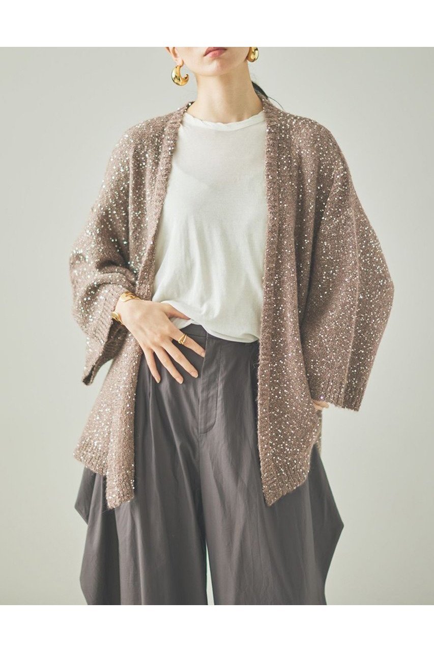 【カレンソロジー/Curensology】のスパングルニットカーディガン インテリア・キッズ・メンズ・レディースファッション・服の通販 founy(ファニー) 　ファッション　Fashion　レディースファッション　WOMEN　トップス・カットソー　Tops/Tshirt　ニット　Knit Tops　カーディガン　Cardigans　カーディガン　Cardigan　シンプル　Simple　スパンコール　Sequins　エレガント 上品　Elegant　NEW・新作・新着・新入荷　New Arrivals　モカ|ID: prp329100004582864 ipo3291000000032475583