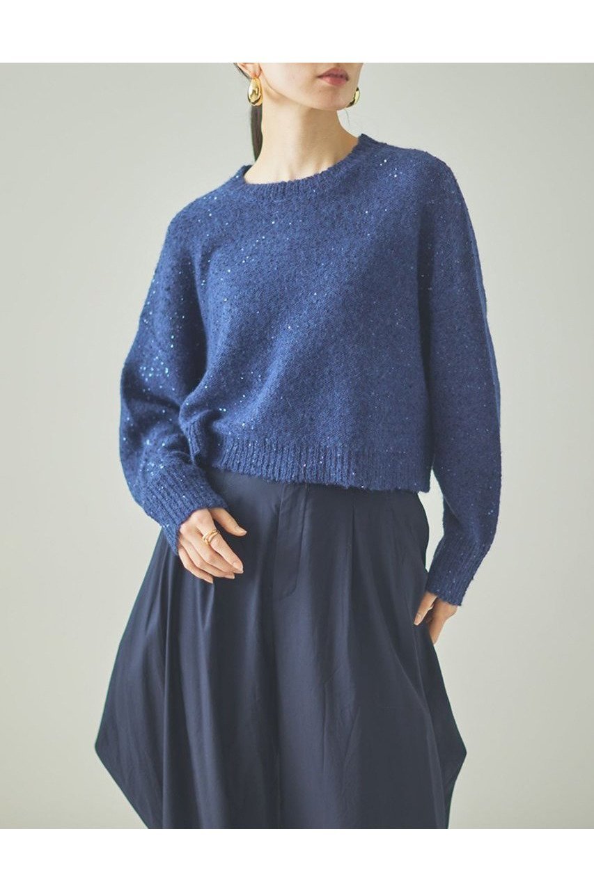 【カレンソロジー/Curensology】のスパングルニットプルオーバー インテリア・キッズ・メンズ・レディースファッション・服の通販 founy(ファニー) 　ファッション　Fashion　レディースファッション　Fashion for Women　トップス・カットソー　Cut & Sew Tops　ニット　Knit Tops & Sweaters　カジュアルプルオーバー・ニットトップス　Pullovers & Knit Tops / Casual Pullovers　スパンコール　Sequins, Sequin Embellishment　バランス　Balance, Style Balance　ラグジュアリー　Luxury, Elegant　エレガント 上品　Elegant　ネイビー|ID: prp329100004582865 ipo3291000000032475594