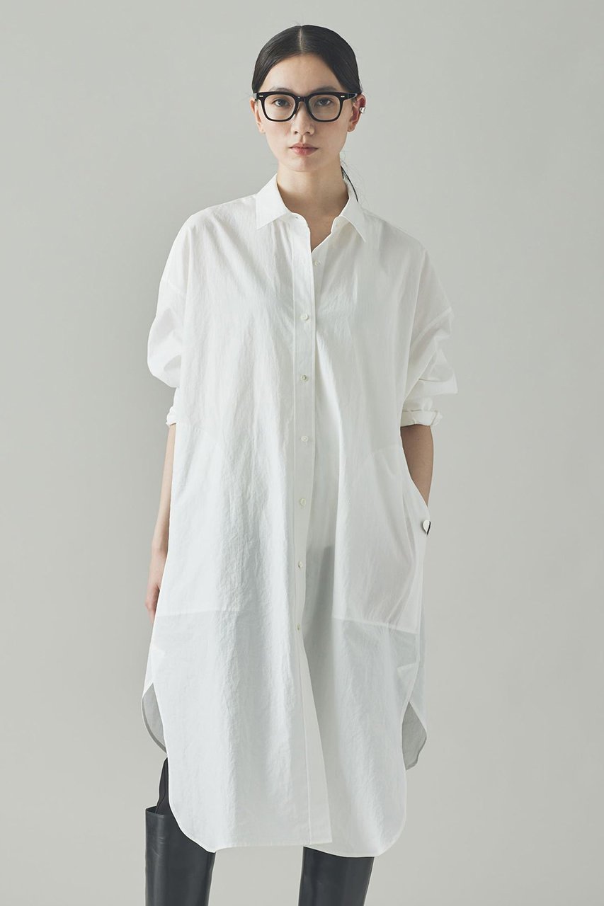 【カレンソロジー/Curensology】のエンシュクロングシャツ 人気、トレンドファッション・服の通販 founy(ファニー) 　ファッション　Fashion　レディースファッション　Fashion for Women　トップス・カットソー　Cut & Sew Tops　シャツ・ブラウス・オフィスカジュアル　Elegant Blouses & Button-Ups　シンプル　Simple, Minimal　スリーブ　Sleeve, Long Sleeve / Short Sleeve　バランス　Balance, Style Balance　フレア　Flare, Flared　フロント　Front, Front Design　ポケット　Pocket, Pocket Detail　ロング　Long, Long-Length　ワッシャー　Washer, Crinkled Finish　再入荷　Restock / Back in Stock　日本製　Made In Japan　other-2|ID: prp329100004582866 ipo3291000000035545174