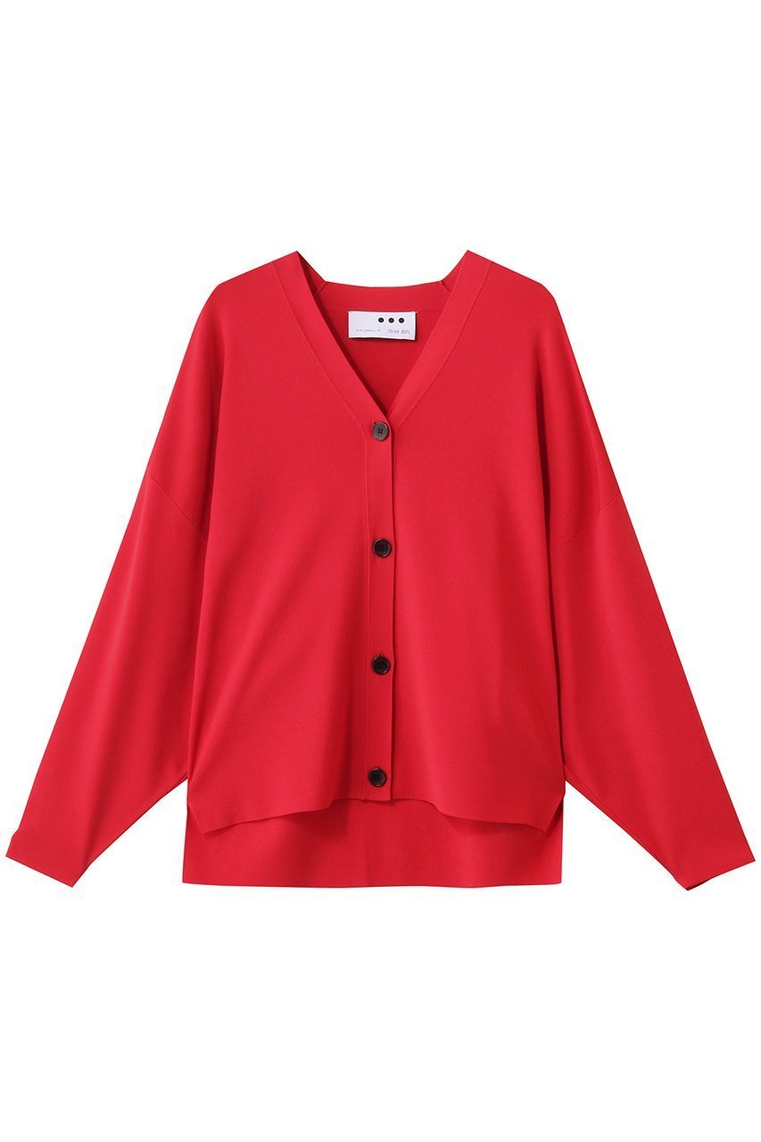 【スリー ドッツ/three dots】のスリークセーター ボタンカーディガン インテリア・キッズ・メンズ・レディースファッション・服の通販 founy(ファニー) 　ファッション　Fashion　レディースファッション　Fashion for Women　トップス・カットソー　Cut & Sew Tops　ニット　Knit Tops & Sweaters　カーディガン・羽織り　Layered Style Cardigans　とろみ　Fluid, Flowy Fabric　カーディガン　Cardigan, Knitwear　シンプル　Simple, Minimal　レッド|ID: prp329100004583564 ipo3291000000033429085