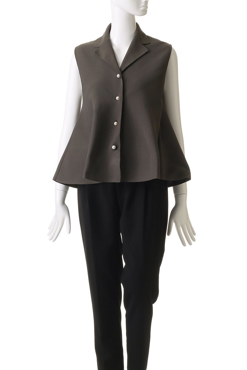 【ルームエイト/Room no.8】の【Room no.8 BLACK】ミラノリブ パールボダンジレ 人気、トレンドファッション・服の通販 founy(ファニー) 　ファッション　Fashion　レディースファッション　WOMEN　アウター　Coat Outerwear　ジャケット　Jackets　ジャケット　Jacket　センター　Center　パール　Pearl　フェミニン　Feminine　フォルム　Form　ベスト　Vest　ペプラム　Peplum　マニッシュ　Mannish　ミラノリブ　Milan Ribs　NEW・新作・新着・新入荷　New Arrivals　other-2|ID: prp329100004584384 ipo3291000000032499354
