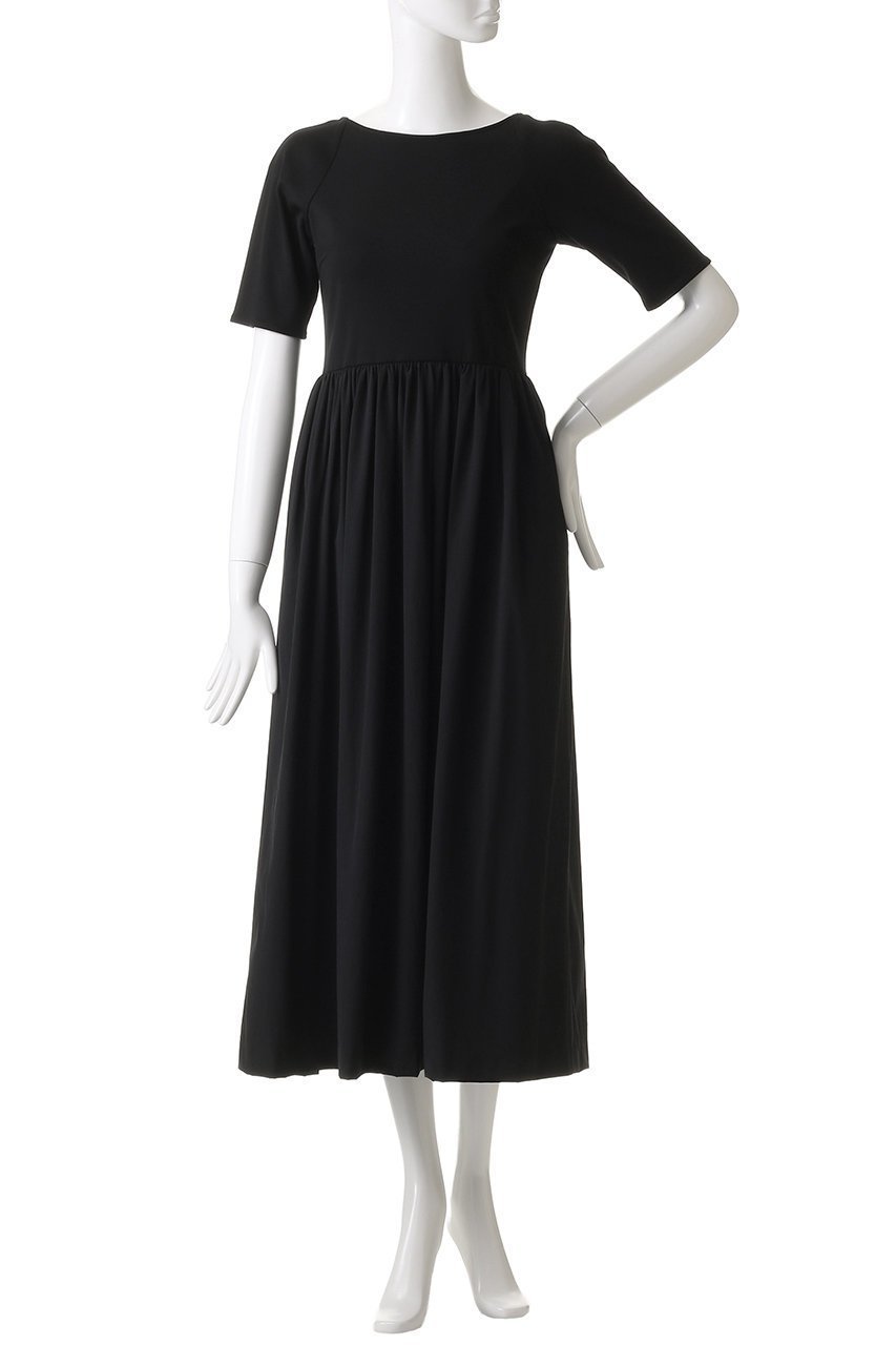 【ルームエイト/Room no.8】の【Room no.8 BLACK】ジャージコンビギャザードレス 人気、トレンドファッション・服の通販 founy(ファニー) 　ファッション　Fashion　レディースファッション　WOMEN　ワンピース　Dress　ドレス　Party Dresses　チュニック　Tunic　スニーカー　Sneakers　チュニック　Tunic　ドレス　Dress　フィット　Fit　フレア　Flare　ロング　Long　エレガント 上品　Elegant　夏　Summer　NEW・新作・新着・新入荷　New Arrivals　other-2|ID: prp329100004584386 ipo3291000000032499372