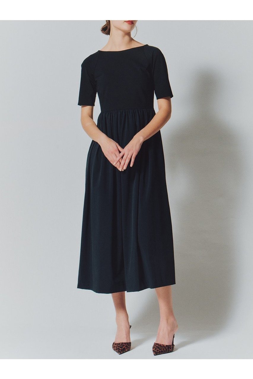 【ルームエイト/Room no.8】の【Room no.8 BLACK】ジャージコンビギャザードレス 人気、トレンドファッション・服の通販 founy(ファニー) 　ファッション　Fashion　レディースファッション　WOMEN　ワンピース　Dress　ドレス　Party Dresses　チュニック　Tunic　スニーカー　Sneakers　チュニック　Tunic　ドレス　Dress　フィット　Fit　フレア　Flare　ロング　Long　エレガント 上品　Elegant　夏　Summer　NEW・新作・新着・新入荷　New Arrivals　other-6|ID: prp329100004584386 ipo3291000000032499376