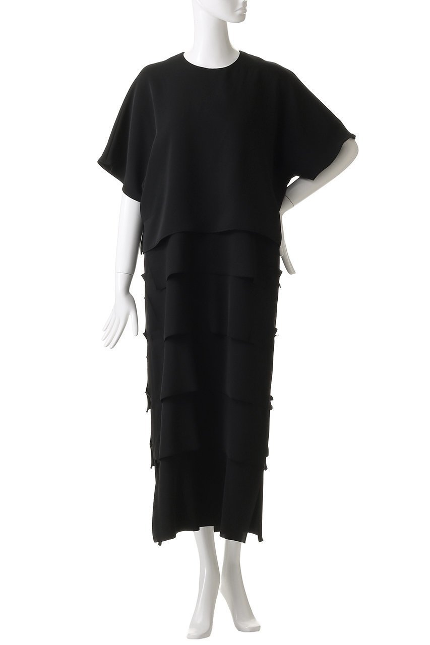 【ルームエイト/Room no.8】の【Room no.8 BLACK】MAT サテンコンビティアードドレス 人気、トレンドファッション・服の通販 founy(ファニー) 　ファッション　Fashion　レディースファッション　Fashion for Women　ワンピース　Dresses　フォーマル・パーティードレス・結婚式用ドレス　Elegant & Casual Dresses　チュニック　Tunic Tops & Dresses　サテン　Satin, Glossy Fabric　チュニック　Tunic, Long Top　ドレス　Dress, One-Piece　ロング　Long, Long-Length　エレガント 上品　Elegant　夏　Summer　other-2|ID: prp329100004584387 ipo3291000000032499382