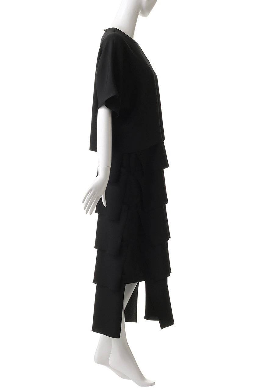 【ルームエイト/Room no.8】の【Room no.8 BLACK】MAT サテンコンビティアードドレス 人気、トレンドファッション・服の通販 founy(ファニー) 　ファッション　Fashion　レディースファッション　Fashion for Women　ワンピース　Dresses　フォーマル・パーティードレス・結婚式用ドレス　Elegant & Casual Dresses　チュニック　Tunic Tops & Dresses　サテン　Satin, Glossy Fabric　チュニック　Tunic, Long Top　ドレス　Dress, One-Piece　ロング　Long, Long-Length　エレガント 上品　Elegant　夏　Summer　other-3|ID: prp329100004584387 ipo3291000000032499383