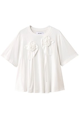 【ミュベール/MUVEIL】 ローズモチーフTシャツ人気、トレンドファッション・服の通販 founy(ファニー) ファッション Fashion レディースファッション Fashion for Women トップス・カットソー Cut & Sew Tops シャツ・ブラウス・オフィスカジュアル Elegant Blouses & Button-Ups ロングTシャツ・Tシャツ Longline T-Shirts & Tees カットソー・ベーシックTシャツ Cut-and-Sewn Tops / Stretch Tees & Basics ショート Short, Short Length スリーブ Sleeve, Long Sleeve / Short Sleeve ハンド Hand, Handmade フレア Flare, Flared モチーフ Motif, Design Theme ローズ Rose, Rose Motif |ID:prp329100004585409