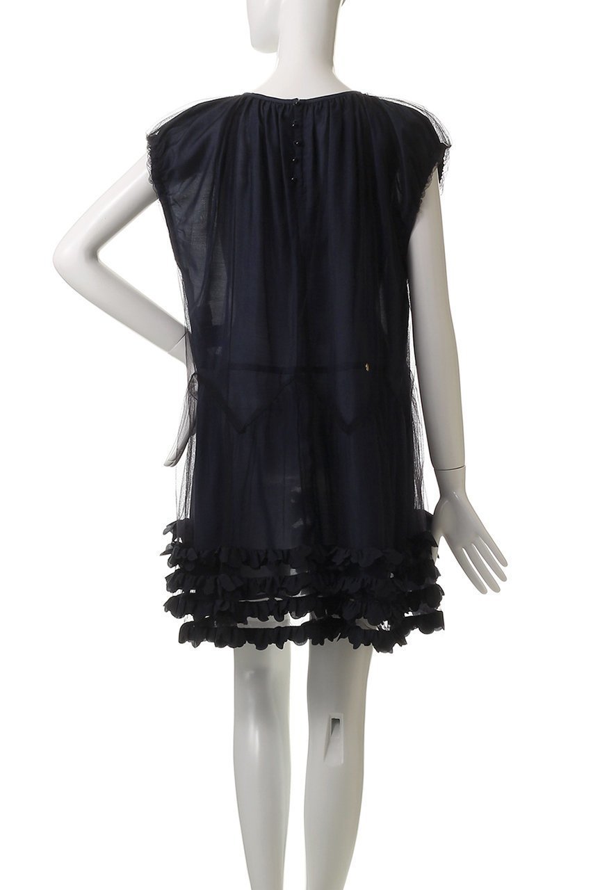 【ミュベール/MUVEIL】のフリルチュニックワンピース 人気、トレンドファッション・服の通販 founy(ファニー) 　ファッション　Fashion　レディースファッション　Fashion for Women　ワンピース　Dresses　チュニック　Tunic Tops & Dresses　インナー　Innerwear　スリーブ　Sleeve, Long Sleeve / Short Sleeve　チュニック　Tunic, Long Top　フォルム　Silhouette, Form　フリル　Frill, Ruffle　フレア　Flare, Flared　フレンチ　French, French Style　ブライト　Bright, Shiny　ラウンド　Round, Round Neck　other-4|ID: prp329100004585412 ipo3291000000032512996