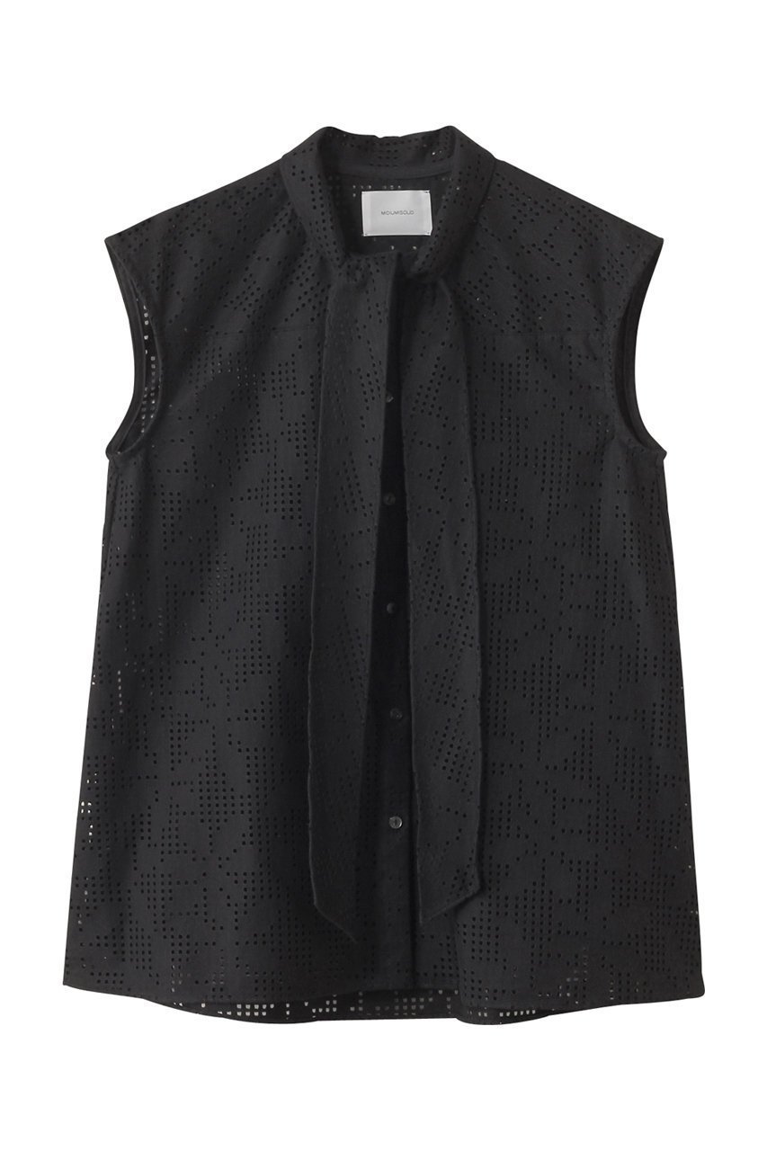 【ミディウミソリッド/MIDIUMISOLID】のlace bow-tie n/slv blouse ブラウス インテリア・キッズ・メンズ・レディースファッション・服の通販 founy(ファニー) 　ファッション　Fashion　レディースファッション　WOMEN　トップス・カットソー　Tops/Tshirt　キャミソール / ノースリーブ　No Sleeves　シャツ/ブラウス　Shirts/Blouses　デニム　Denim　ノースリーブ　No Sleeve　フェミニン　Feminine　レース　Race　NEW・新作・新着・新入荷　New Arrivals　black|ID: prp329100004585424 ipo3291000000032513088