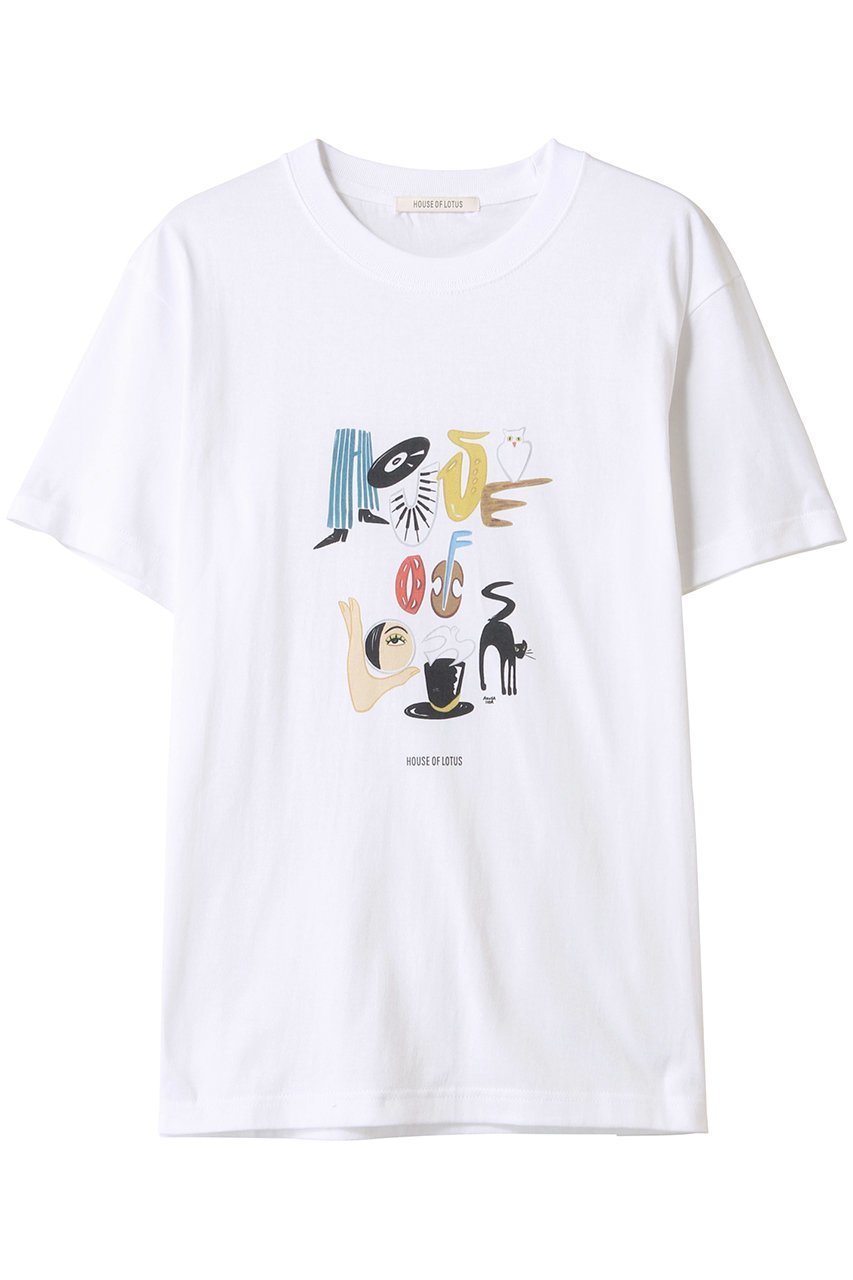 【ハウス オブ ロータス/HOUSE OF LOTUS】のAZUSA IIDA コラボレーションTシャツ(HOUSE OF LOTUS) インテリア・キッズ・メンズ・レディースファッション・服の通販 founy(ファニー) 　ファッション　Fashion　レディースファッション　WOMEN　トップス・カットソー　Tops/Tshirt　シャツ/ブラウス　Shirts/Blouses　ロング / Tシャツ　T-Shirts　カットソー　Cut and Sewn　イラスト　Illustration　ショート　Short　スペシャル　Special　スリーブ　Sleeve　NEW・新作・新着・新入荷　New Arrivals　ホワイト|ID: prp329100004585427 ipo3291000000032513117