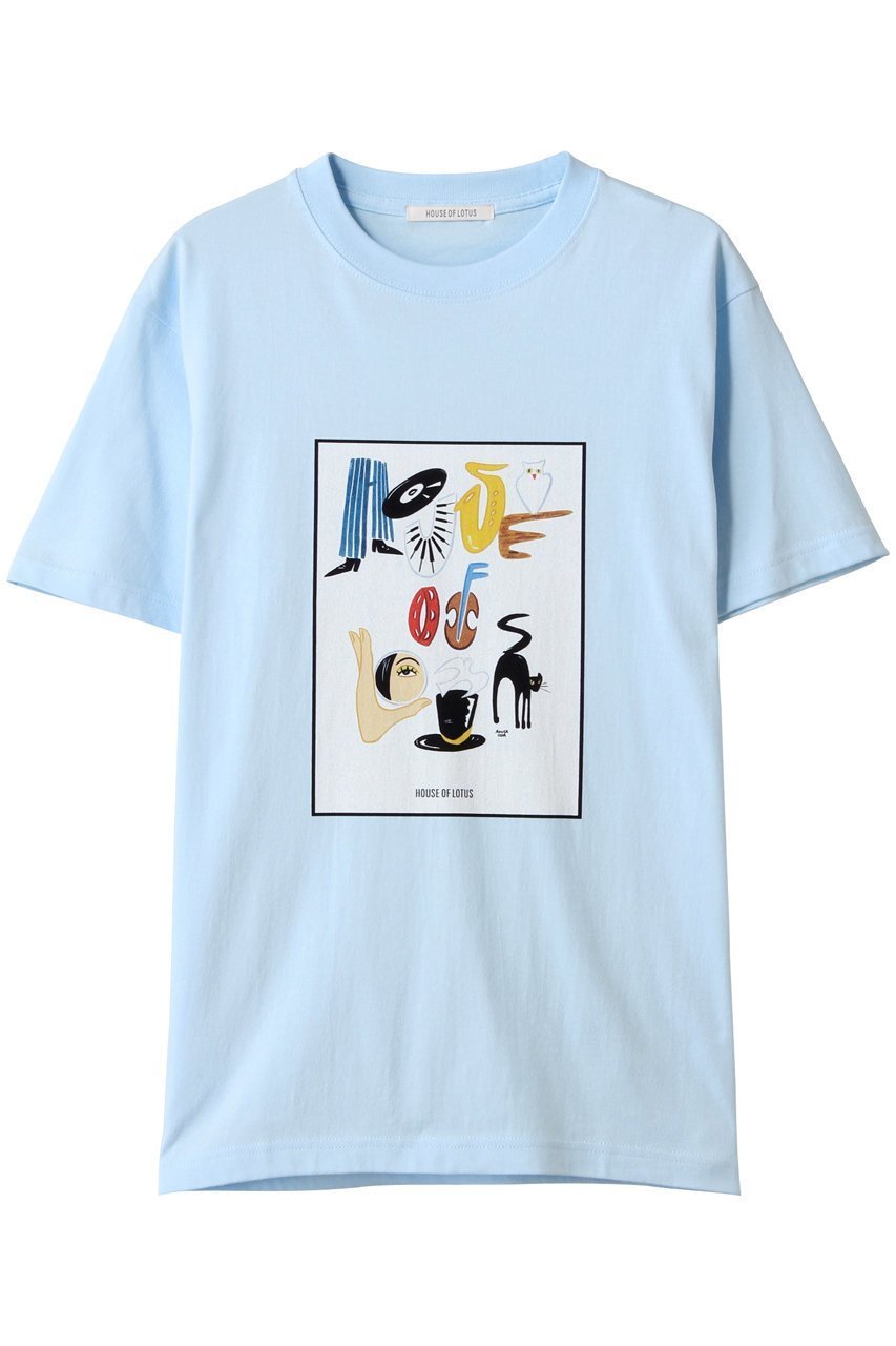 【ハウス オブ ロータス/HOUSE OF LOTUS】のAZUSA IIDA コラボレーションTシャツ(HOUSE OF LOTUS) インテリア・キッズ・メンズ・レディースファッション・服の通販 founy(ファニー) 　ファッション　Fashion　レディースファッション　WOMEN　トップス・カットソー　Tops/Tshirt　シャツ/ブラウス　Shirts/Blouses　ロング / Tシャツ　T-Shirts　カットソー　Cut and Sewn　イラスト　Illustration　ショート　Short　スペシャル　Special　スリーブ　Sleeve　NEW・新作・新着・新入荷　New Arrivals　ライトブルー|ID: prp329100004585427 ipo3291000000032513118