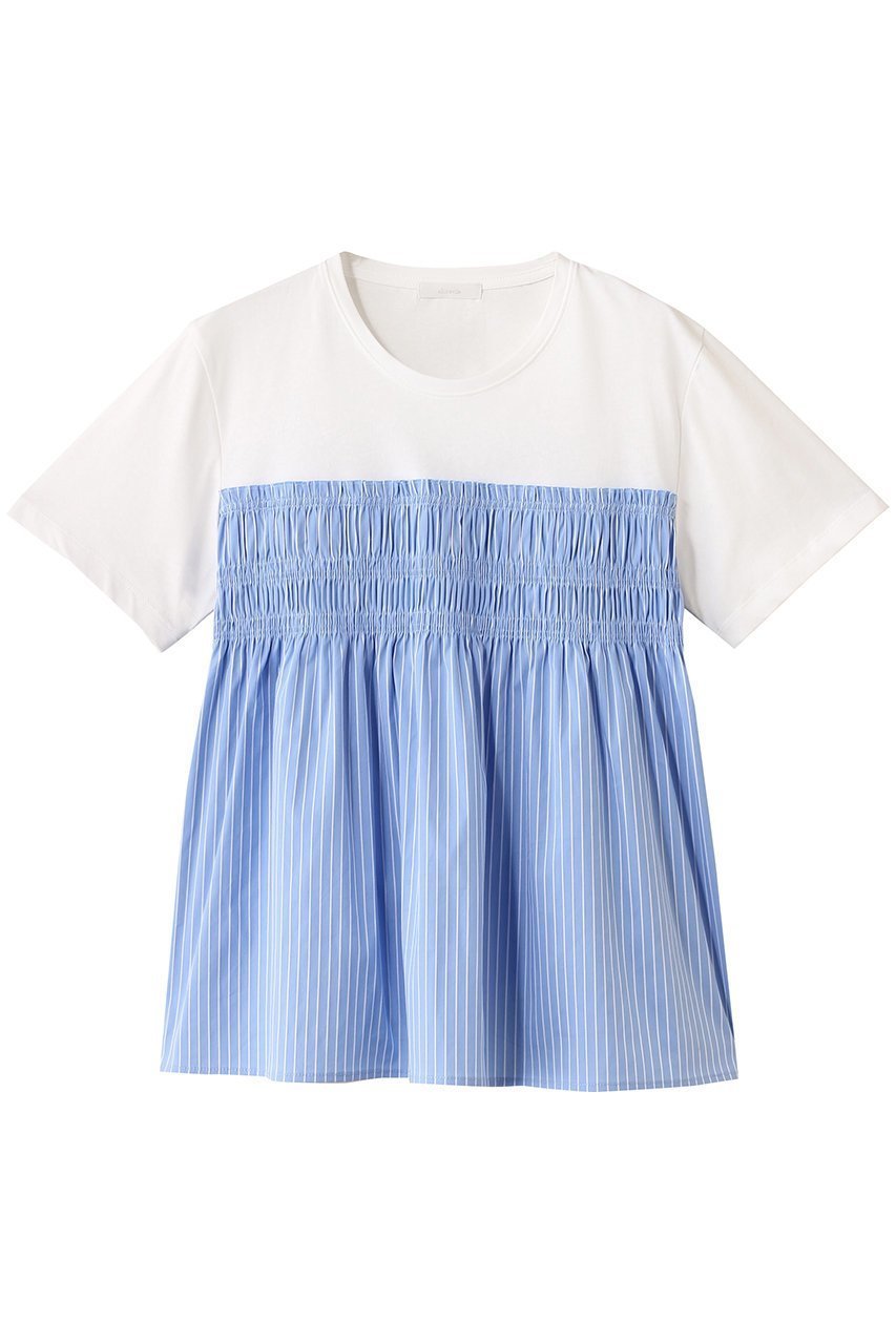 【アルアバイル/allureville】のシャーリングビスチェコンビTシャツ インテリア・キッズ・メンズ・レディースファッション・服の通販 founy(ファニー) 　ファッション　Fashion　レディースファッション　WOMEN　トップス・カットソー　Tops/Tshirt　シャツ/ブラウス　Shirts/Blouses　ロング / Tシャツ　T-Shirts　カットソー　Cut and Sewn　ビスチェ　Bustier　シャーリング　Shirring　ショート　Short　スリーブ　Sleeve　トレンド　Trend　フレア　Flare　NEW・新作・新着・新入荷　New Arrivals　ブルー|ID: prp329100004585430 ipo3291000000032513151