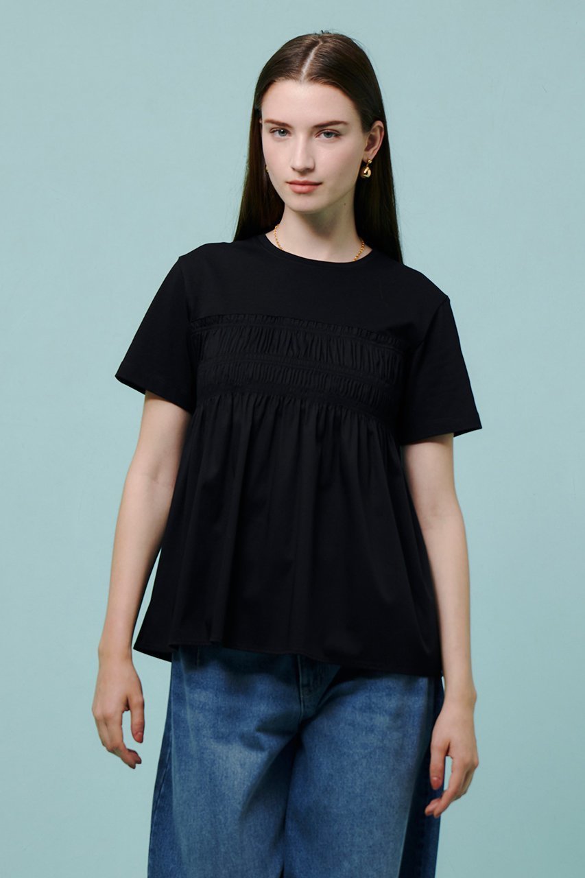 【アルアバイル/allureville】のシャーリングビスチェコンビTシャツ 人気、トレンドファッション・服の通販 founy(ファニー) 　ファッション　Fashion　レディースファッション　Fashion for Women　トップス・カットソー　Cut & Sew Tops　シャツ・ブラウス・オフィスカジュアル　Elegant Blouses & Button-Ups　ロングTシャツ・Tシャツ　Longline T-Shirts & Tees　カットソー・ベーシックTシャツ　Cut-and-Sewn Tops / Stretch Tees & Basics　ビスチェ　Bustiers & Corset Tops / Layered Bustier Style　シャーリング　Shirring, Ruched　ショート　Short, Short Length　スリーブ　Sleeve, Long Sleeve / Short Sleeve　トレンド　Trend, Trending Now　フレア　Flare, Flared　other-6|ID: prp329100004585430 ipo3291000000033616080