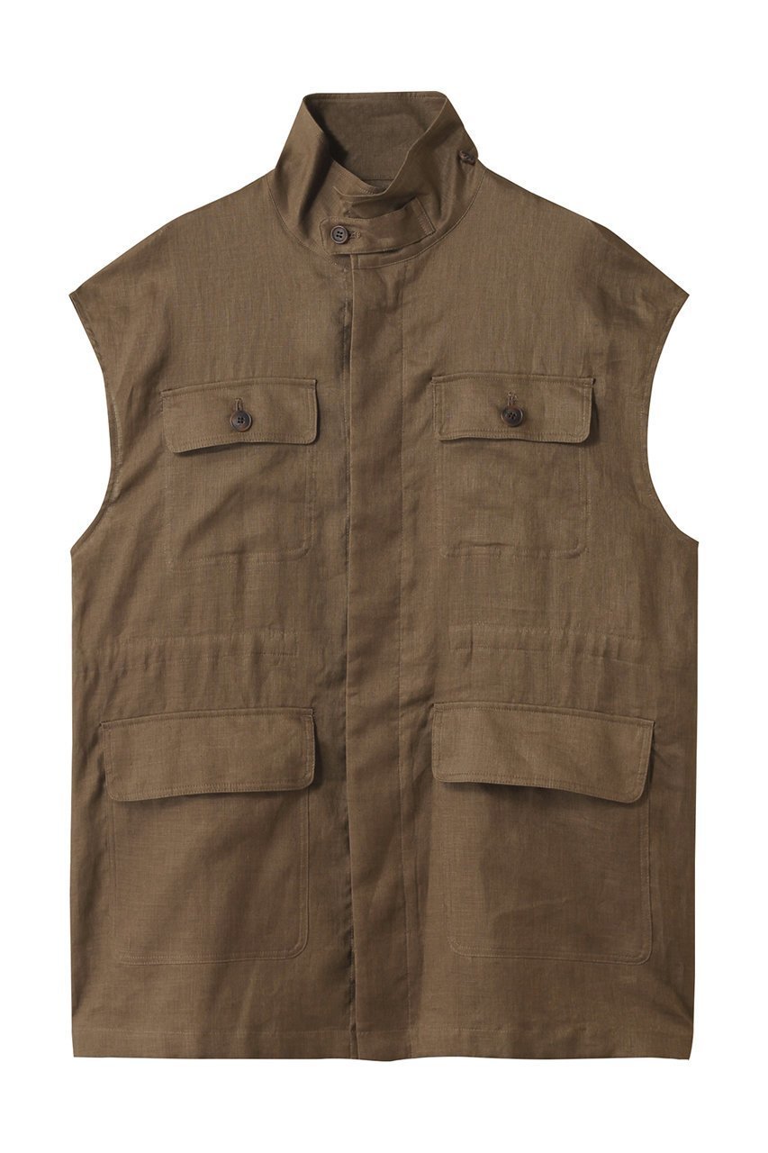 【ウィムガゼット/Whim Gazette】の【Drawing Numbers】コンチネンタルリネンベスト インテリア・キッズ・メンズ・レディースファッション・服の通販 founy(ファニー) 　ファッション　Fashion　レディースファッション　Fashion for Women　アウター　Coat / Outerwear Collection　レディースジャケット・軽アウター　Jackets　ジャケット　Jacket, Outerwear　スタンド　Stand Collar, Upright Stand　ベスト　Vest, Waistcoat　マニッシュ　Mannish, Boyish　ミリタリー　Military, Army Style　リネン　Linen, Linen Fabric　カーキ|ID: prp329100004585431 ipo3291000000035888635