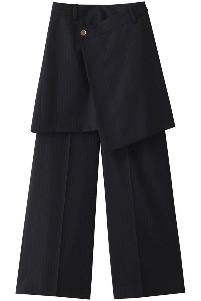 【ランバン オン ブルー/LANVIN en Bleu】のストライプレイヤードパンツ インテリア・キッズ・メンズ・レディースファッション・服の通販 founy(ファニー) https://founy.com/ ファッション Fashion レディースファッション Ladies' Fashion Online パンツ Pants シンプル Simple ストライプ Stripe ストレート Straight センター Center トレンド Trend ラップ Wrap ワイド Wide 再入荷 Restock/Back In Stock/Re Arrival |ID: prp329100004585436 ipo3291000000032513193