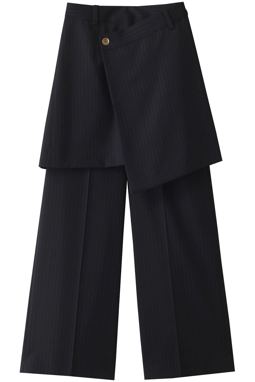 【ランバン オン ブルー/LANVIN en Bleu】のストライプレイヤードパンツ 人気、トレンドファッション・服の通販 founy(ファニー) 　ファッション　Fashion　レディースファッション　Ladies' Fashion Online　パンツ　Pants　シンプル　Simple　ストライプ　Stripe　ストレート　Straight　センター　Center　トレンド　Trend　ラップ　Wrap　ワイド　Wide　再入荷　Restock/Back In Stock/Re Arrival　 other-1|ID: prp329100004585436 ipo3291000000032513193