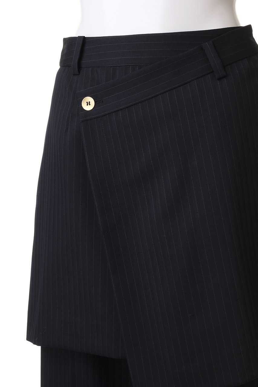 【ランバン オン ブルー/LANVIN en Bleu】のストライプレイヤードパンツ 人気、トレンドファッション・服の通販 founy(ファニー) 　ファッション　Fashion　レディースファッション　Ladies' Fashion Online　パンツ　Pants　シンプル　Simple　ストライプ　Stripe　ストレート　Straight　センター　Center　トレンド　Trend　ラップ　Wrap　ワイド　Wide　再入荷　Restock/Back In Stock/Re Arrival　other-5|ID: prp329100004585436 ipo3291000000032513199