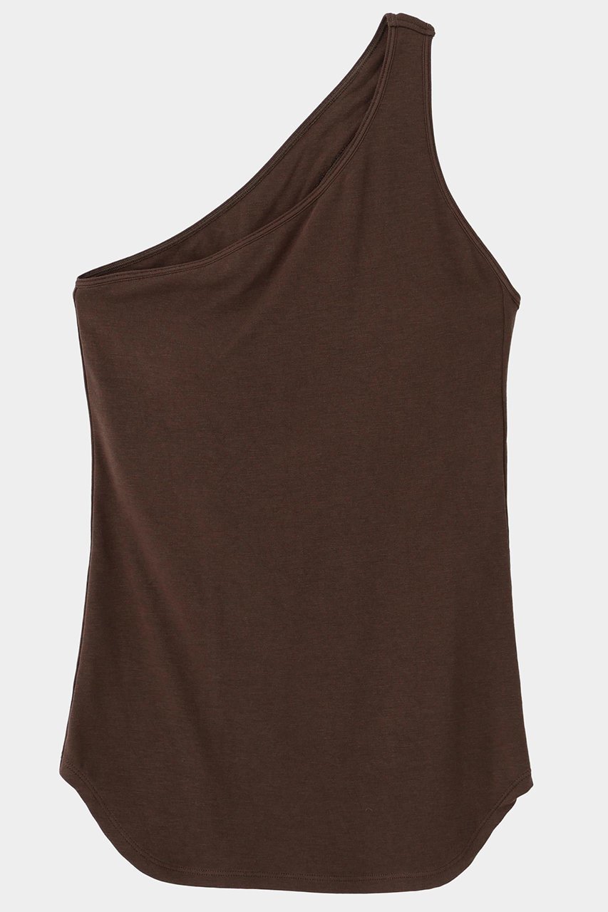 【ル フィル/LE PHIL】のカップインワンショルダートップ インテリア・キッズ・メンズ・レディースファッション・服の通販 founy(ファニー) 　ファッション　Fashion　レディースファッション　Fashion for Women　トップス・カットソー　Cut & Sew Tops　キャミソール&ノースリーブ　Camisoles & Sleeveless Tops　シャツ・ブラウス・オフィスカジュアル　Elegant Blouses & Button-Ups　ロングTシャツ・Tシャツ　Longline T-Shirts & Tees　カットソー・ベーシックTシャツ　Cut-and-Sewn Tops / Stretch Tees & Basics　カッティング　Cutting Detail　キャミソール　Camisole, Spaghetti Strap Top　シアー　Sheer, See-Through　スタンダード　Standard, Basic　ストレッチ　Stretch, Stretchy Fabric　タンク　Tank Top, Sleeveless Top　ブラウン|ID: prp329100004585454 ipo3291000000033726979