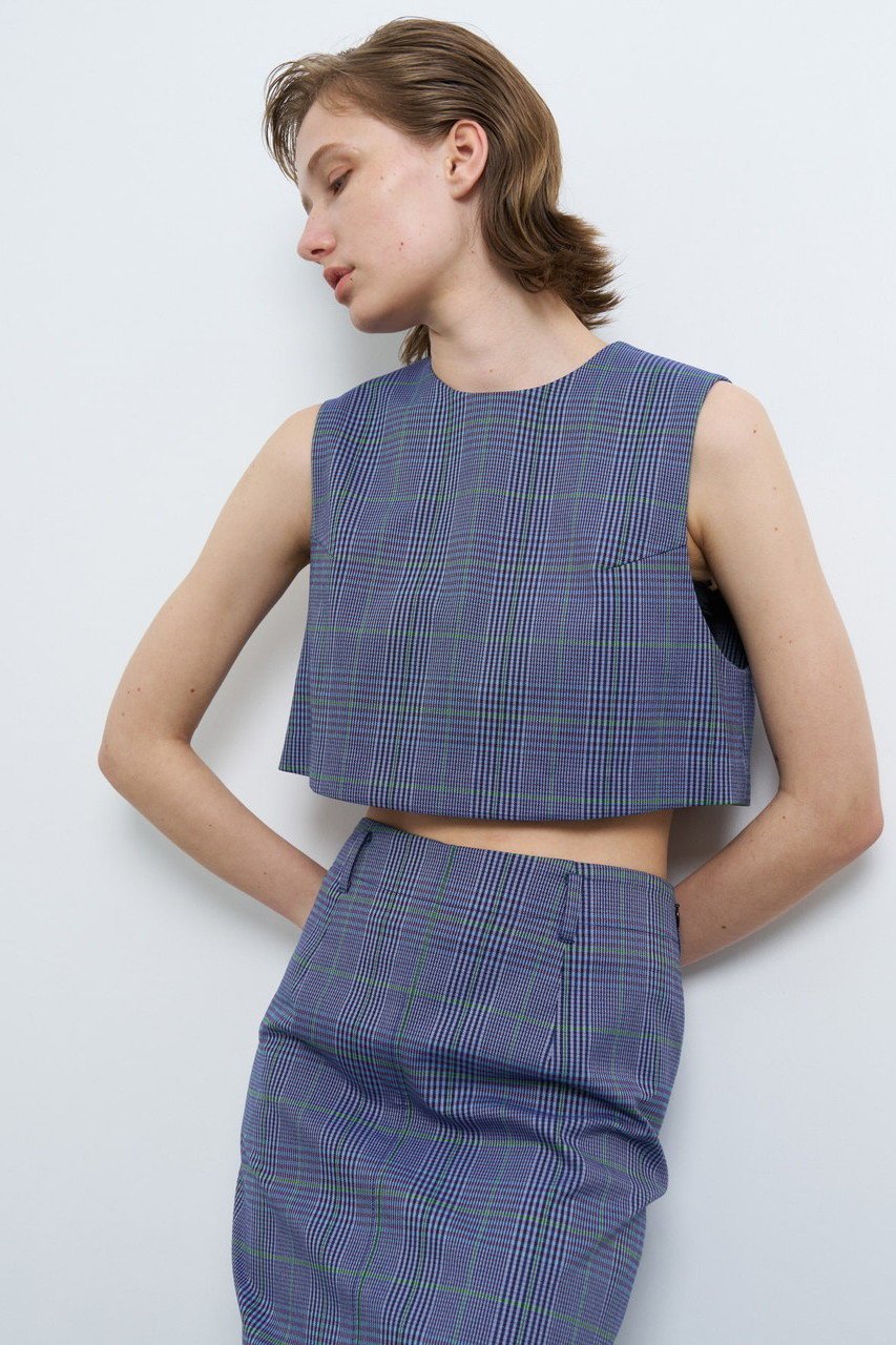 【ランバン オン ブルー/LANVIN en Bleu】の尾州クラシックチェックショートベスト 人気、トレンドファッション・服の通販 founy(ファニー) 　ファッション　Fashion　レディースファッション　Ladies' Fashion Online　アウター　Coat Outerwear　ジャケット　Jackets　おすすめ　Recommend　インナー　Inner　コンパクト　Compact　ショート　Short　ジャケット　Jacket　ストレッチ　Stretch　チェック　Check　ノースリーブ　No Sleeve　ベスト　Vest　 other-1|ID: prp329100004585479 ipo3291000000032513543