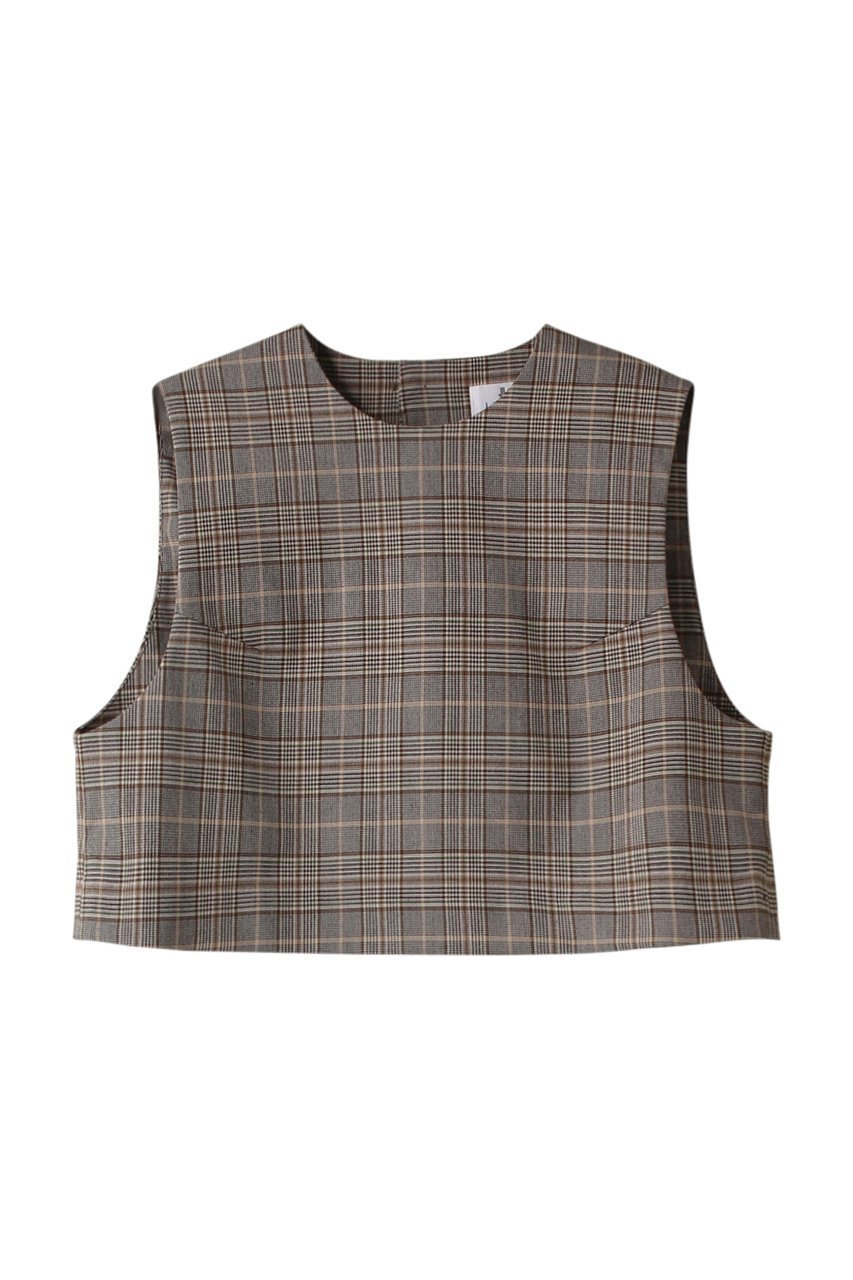 【ランバン オン ブルー/LANVIN en Bleu】の尾州クラシックチェックショートベスト インテリア・キッズ・メンズ・レディースファッション・服の通販 founy(ファニー) 　ファッション　Fashion　レディースファッション　Ladies' Fashion Online　アウター　Coat Outerwear　ジャケット　Jackets　おすすめ　Recommend　インナー　Inner　コンパクト　Compact　ショート　Short　ジャケット　Jacket　ストレッチ　Stretch　チェック　Check　ノースリーブ　No Sleeve　ベスト　Vest　ベージュ|ID: prp329100004585479 ipo3291000000032513545
