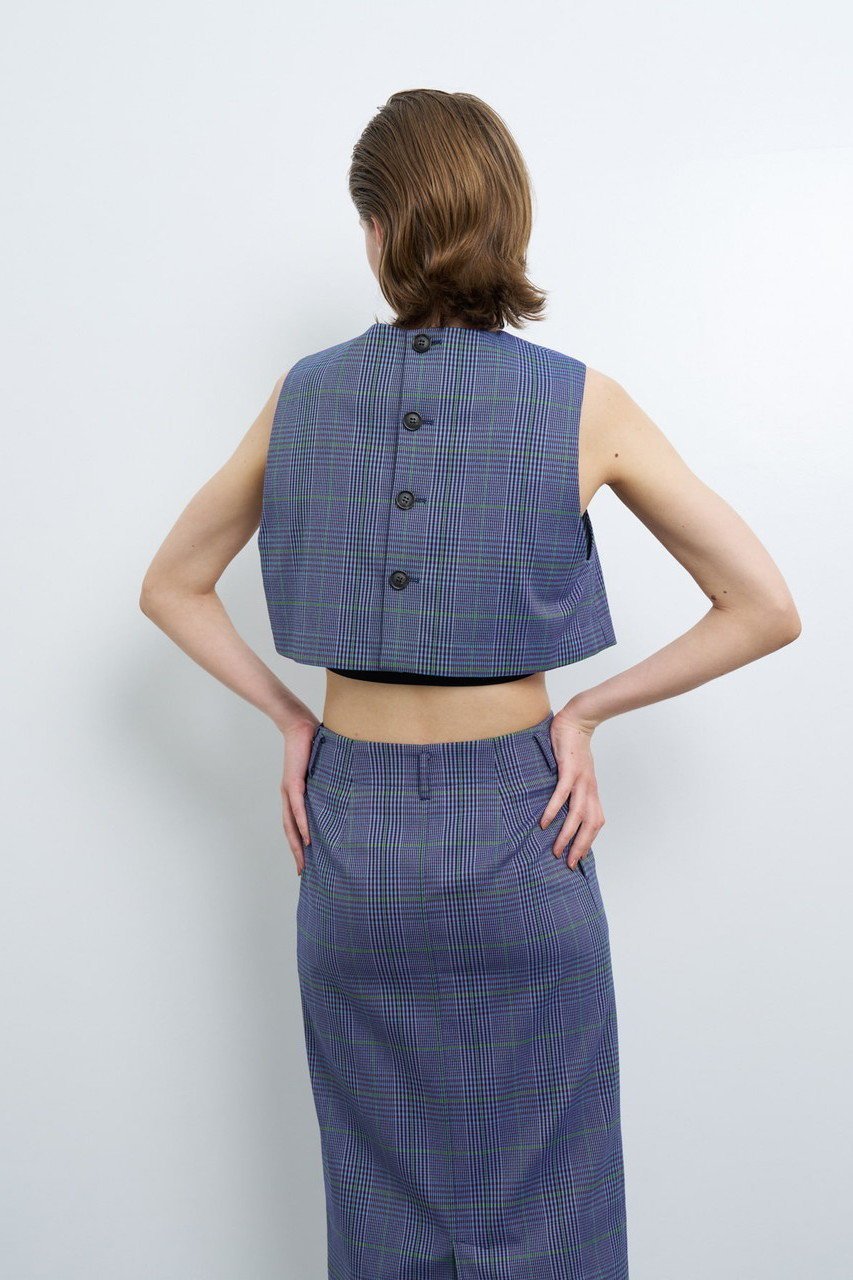 【ランバン オン ブルー/LANVIN en Bleu】の尾州クラシックチェックショートベスト 人気、トレンドファッション・服の通販 founy(ファニー) 　ファッション　Fashion　レディースファッション　Ladies' Fashion Online　アウター　Coat Outerwear　ジャケット　Jackets　おすすめ　Recommend　インナー　Inner　コンパクト　Compact　ショート　Short　ジャケット　Jacket　ストレッチ　Stretch　チェック　Check　ノースリーブ　No Sleeve　ベスト　Vest　other-4|ID: prp329100004585479 ipo3291000000032513548