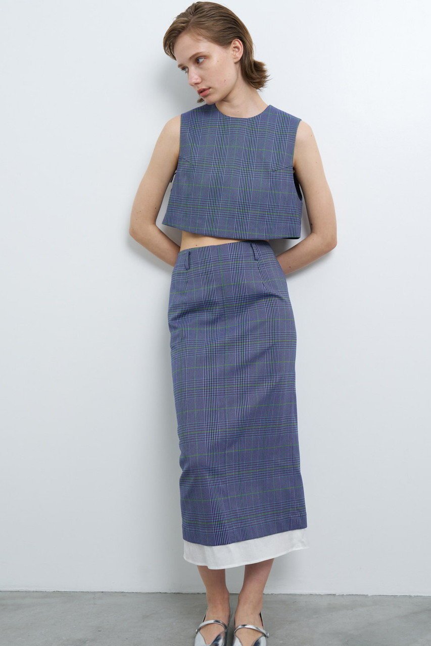 【ランバン オン ブルー/LANVIN en Bleu】の尾州クラシックチェックショートベスト 人気、トレンドファッション・服の通販 founy(ファニー) 　ファッション　Fashion　レディースファッション　Ladies' Fashion Online　アウター　Coat Outerwear　ジャケット　Jackets　おすすめ　Recommend　インナー　Inner　コンパクト　Compact　ショート　Short　ジャケット　Jacket　ストレッチ　Stretch　チェック　Check　ノースリーブ　No Sleeve　ベスト　Vest　other-5|ID: prp329100004585479 ipo3291000000032513549