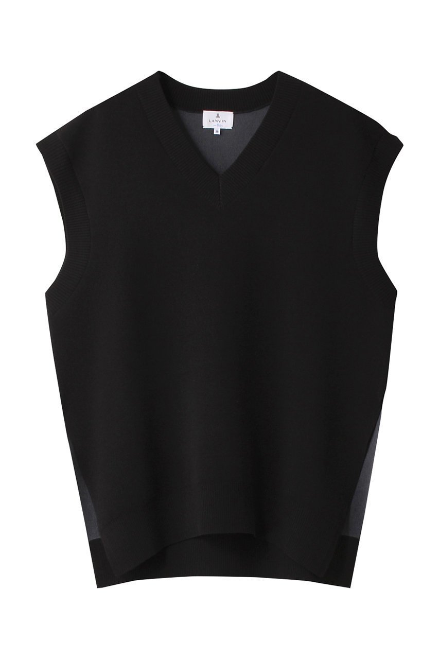 【ランバン オン ブルー/LANVIN en Bleu】のVネックニットベスト インテリア・キッズ・メンズ・レディースファッション・服の通販 founy(ファニー) 　ファッション　Fashion　レディースファッション　Ladies' Fashion Online　トップス・カットソー　Tops/Tshirt　ニット　Knit Tops　ベスト/ジレ　Gilets/Vests　プルオーバー　Pullover　Vネック　V-Neck　シンプル　Simple　スリット　Slit　夏　Summer　春　Spring　S/S・春夏　Ss・Spring/Summer　A/W・秋冬　Aw・Autumn/Winter・Fw・Fall-Winter　ブラック|ID: prp329100004585480 ipo3291000000032513557