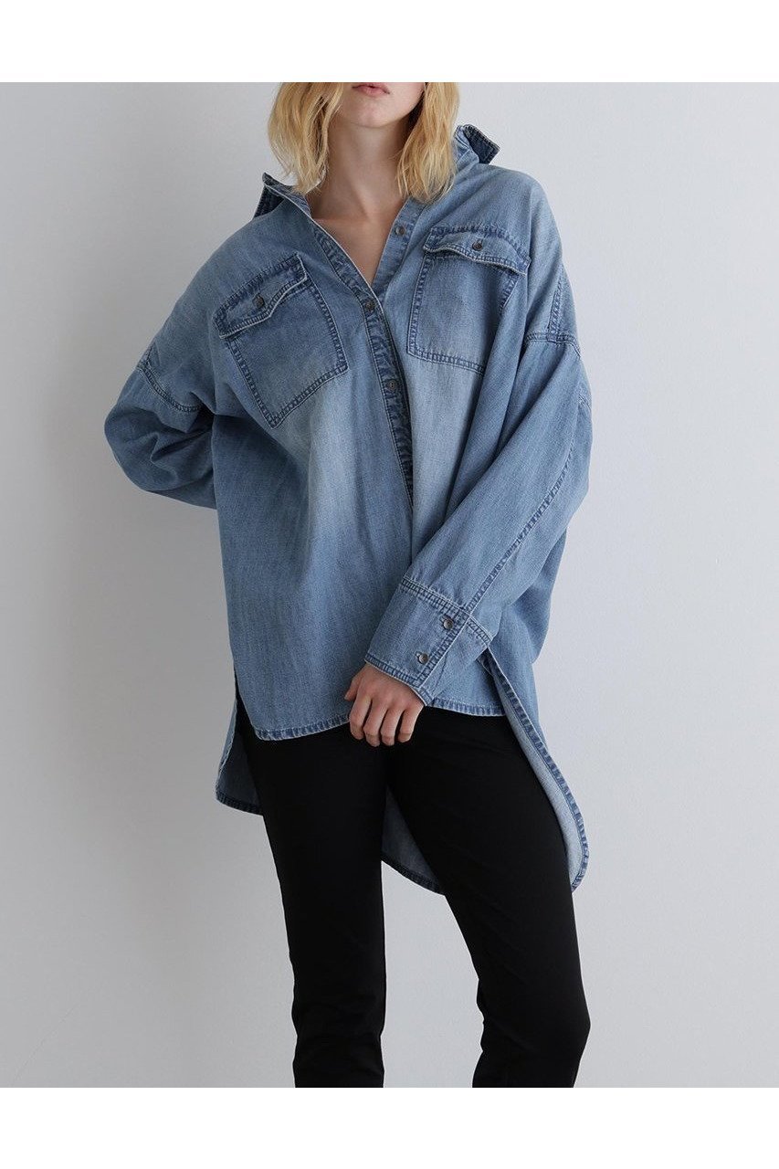 【ル フィル/LE PHIL】のウォッシュドデニムシャツB 人気、トレンドファッション・服の通販 founy(ファニー) 　ファッション　Fashion　レディースファッション　WOMEN　トップス・カットソー　Tops/Tshirt　シャツ/ブラウス　Shirts/Blouses　ウォッシュ　Wash　ショルダー　Shoulder　スリーブ　Sleeve　デニム　Denim　ドロップ　Drop　ビッグ　Big　ベーシック　Basic　ロング　Long　NEW・新作・新着・新入荷　New Arrivals　羽織　Haori　other-4|ID: prp329100004585491 ipo3291000000032513655