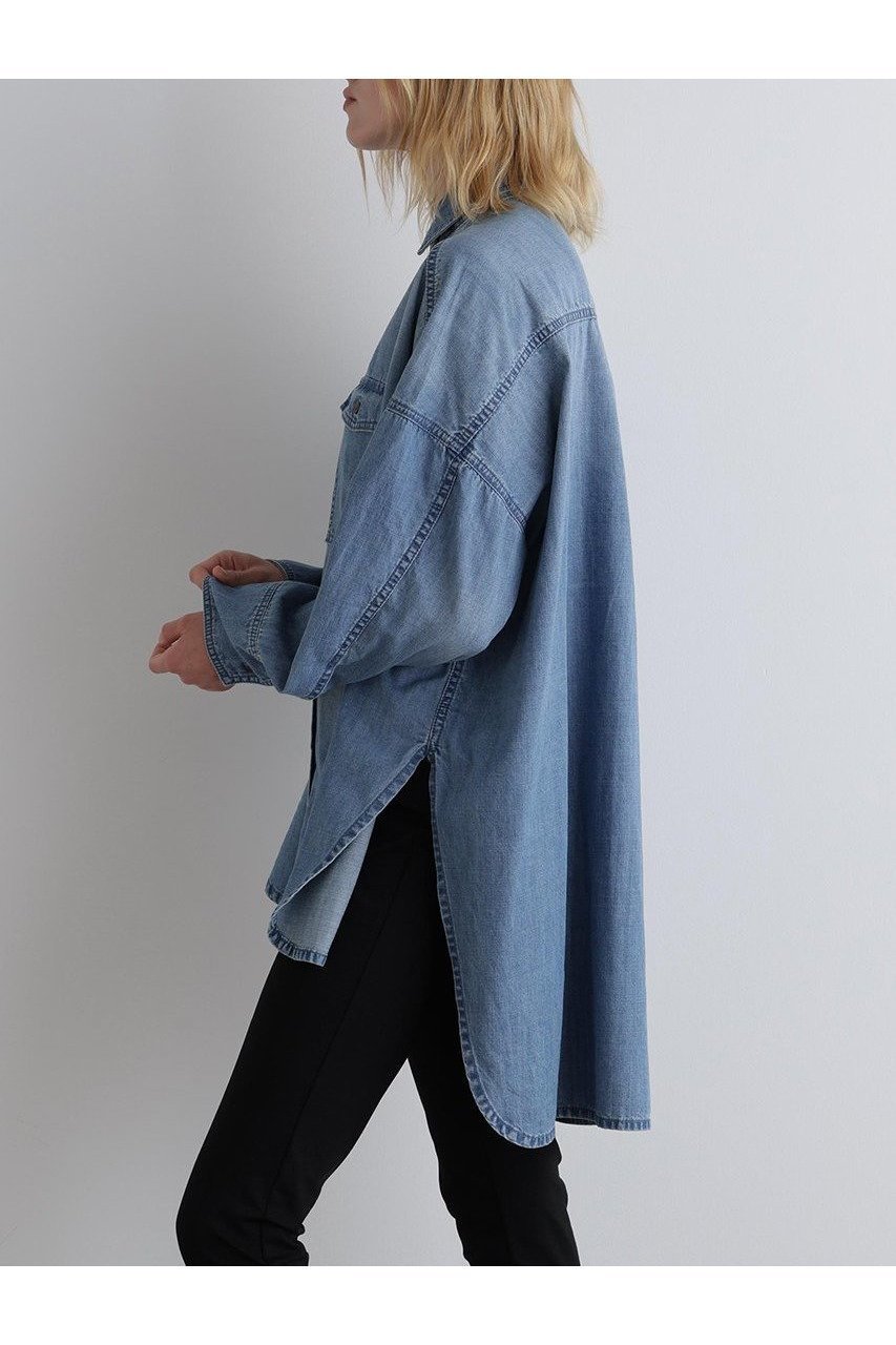 【ル フィル/LE PHIL】のウォッシュドデニムシャツB 人気、トレンドファッション・服の通販 founy(ファニー) 　ファッション　Fashion　レディースファッション　WOMEN　トップス・カットソー　Tops/Tshirt　シャツ/ブラウス　Shirts/Blouses　ウォッシュ　Wash　ショルダー　Shoulder　スリーブ　Sleeve　デニム　Denim　ドロップ　Drop　ビッグ　Big　ベーシック　Basic　ロング　Long　NEW・新作・新着・新入荷　New Arrivals　羽織　Haori　other-5|ID: prp329100004585491 ipo3291000000032513656