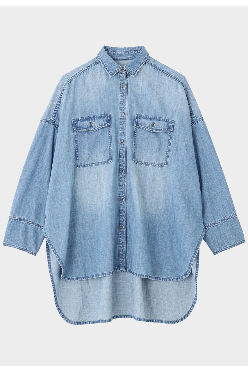 【ル フィル/LE PHIL】のウォッシュドデニムシャツB 人気、トレンドファッション・服の通販 founy(ファニー) 　ファッション　Fashion　レディースファッション　Fashion for Women　トップス・カットソー　Cut & Sew Tops　シャツ・ブラウス・オフィスカジュアル　Elegant Blouses & Button-Ups　ウォッシュ　Washed Finish　ショルダー　Shoulder, Shoulder Strap　スリーブ　Sleeve, Long Sleeve / Short Sleeve　デニム　Denim, Jeans Material　ドロップ　Drop Shoulder, Dropped Style　ビッグ　Big, Oversized　ベーシック　Basic, Essential　ロング　Long, Long-Length　羽織　Haori, Light Jacket　 other-1|ID: prp329100004585491 ipo3291000000035753142