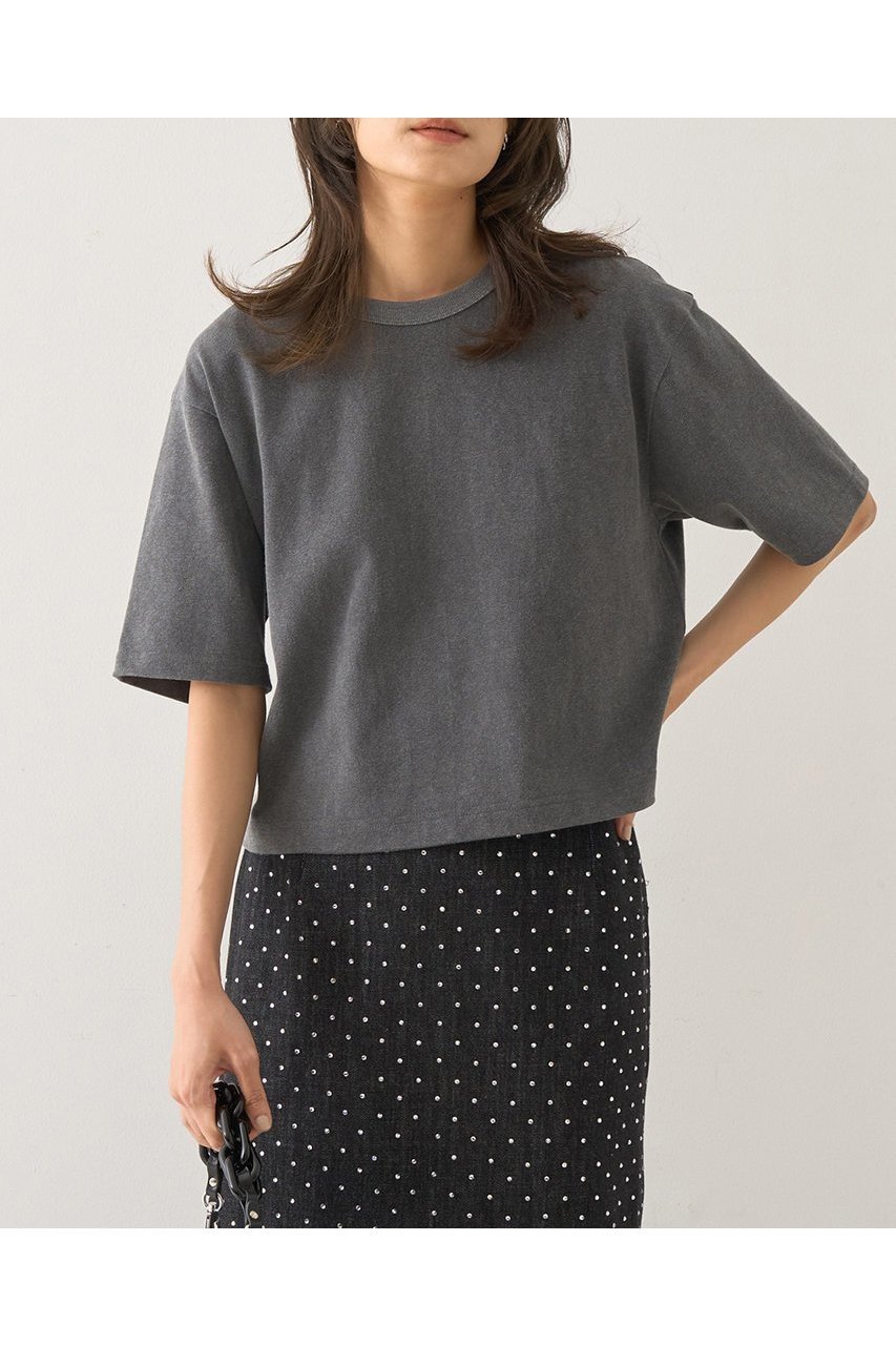 【デザイン ワークス/DESIGN WORKS】のバックリボンヴィンテージ加工Tシャツ インテリア・キッズ・メンズ・レディースファッション・服の通販 founy(ファニー) 　ファッション　Fashion　レディースファッション　WOMEN　トップス・カットソー　Tops/Tshirt　シャツ/ブラウス　Shirts/Blouses　ロング / Tシャツ　T-Shirts　カットソー　Cut and Sewn　ショート　Short　スリーブ　Sleeve　タフタ　Taffeta　デニム　Denim　リボン　Ribbon　ヴィンテージ　Vintage　NEW・新作・新着・新入荷　New Arrivals　グレー|ID: prp329100004585497 ipo3291000000032513830